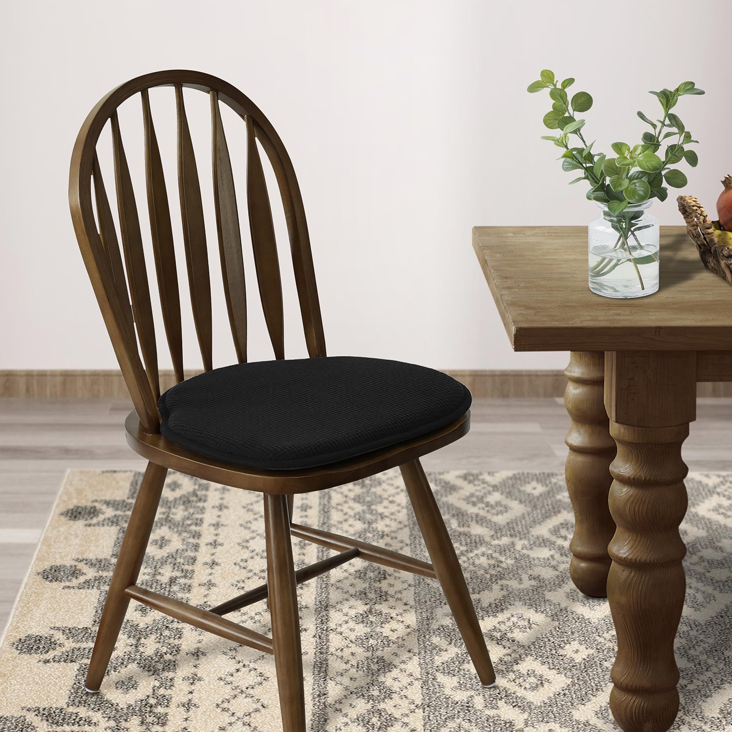 Shinnwa Black Seat Cushions For Kitchen Chairs Non Slip Windsor Chair Cushions Farmhouse Chair Pads For Dining Room Chairs With