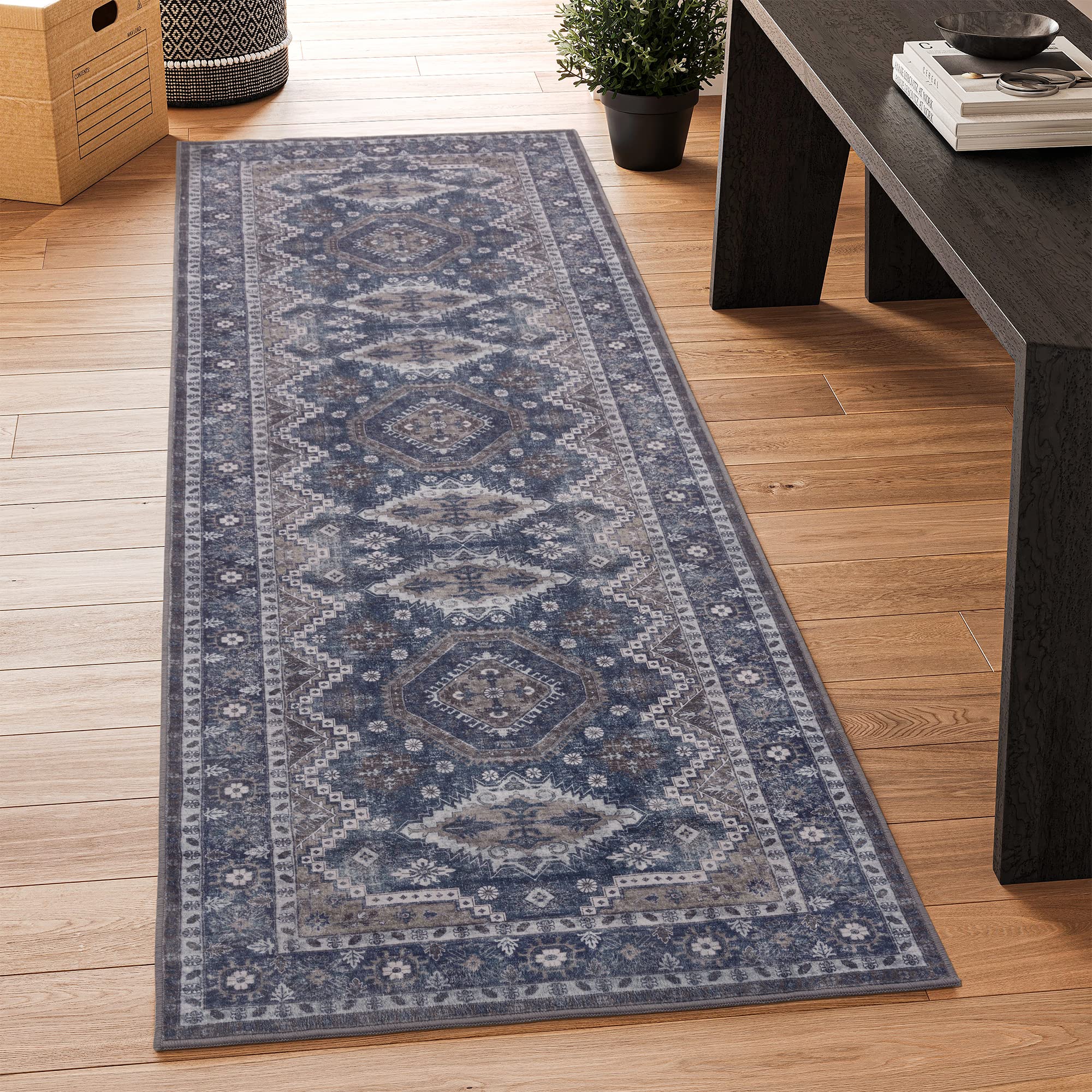 Rugland 9X12 Area Rug - Stain Resistant Washable Rug, Anti Slip Backing Rugs For Living Room, Boho Vintage Tribal Area Rugs (Tpr