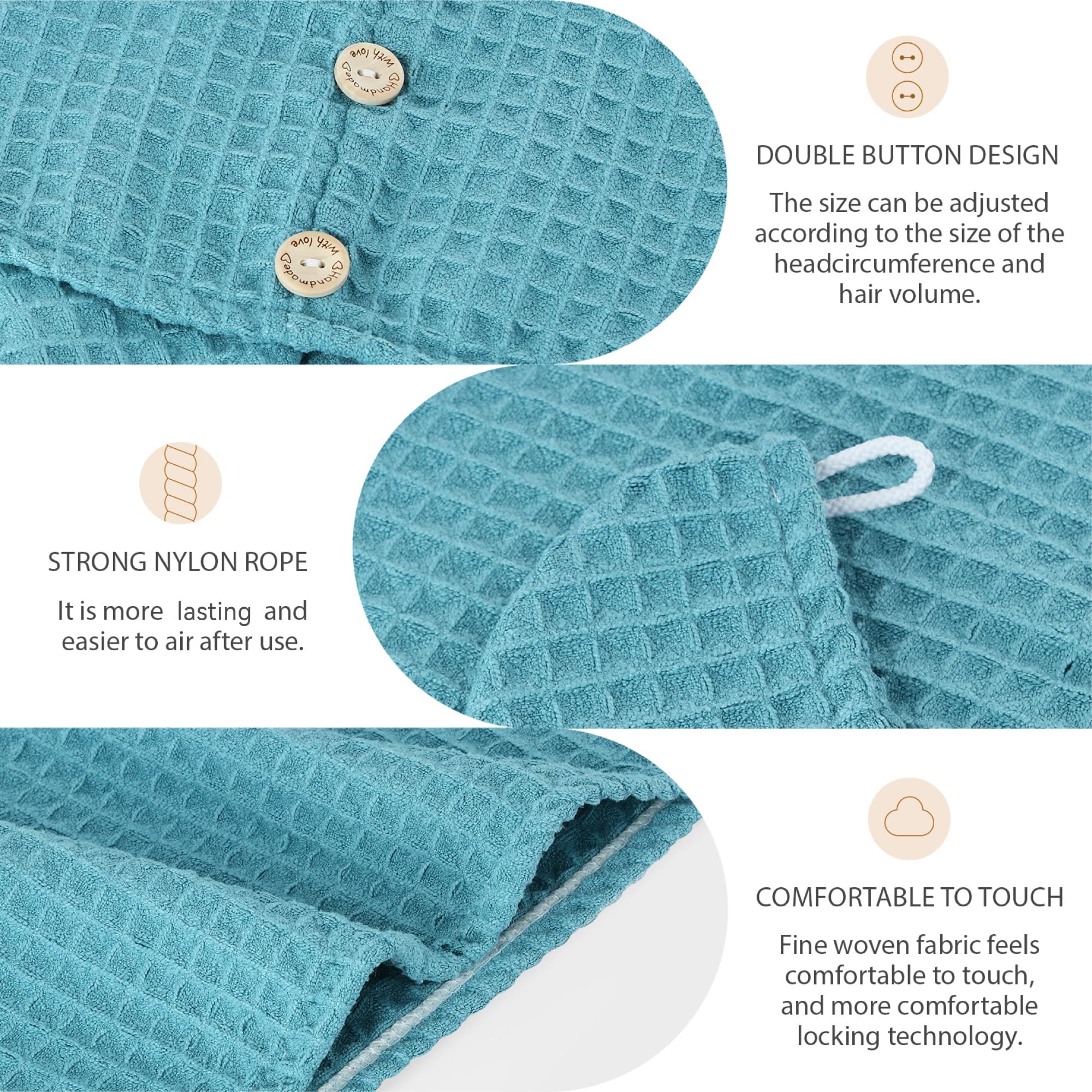 MaopaoBeauty Microfiber Hair Towel Wrap for Women 1Pack Waffle Long Hair Head Towel Wrap Quick Dry Super Absorbent Hair Towel fo