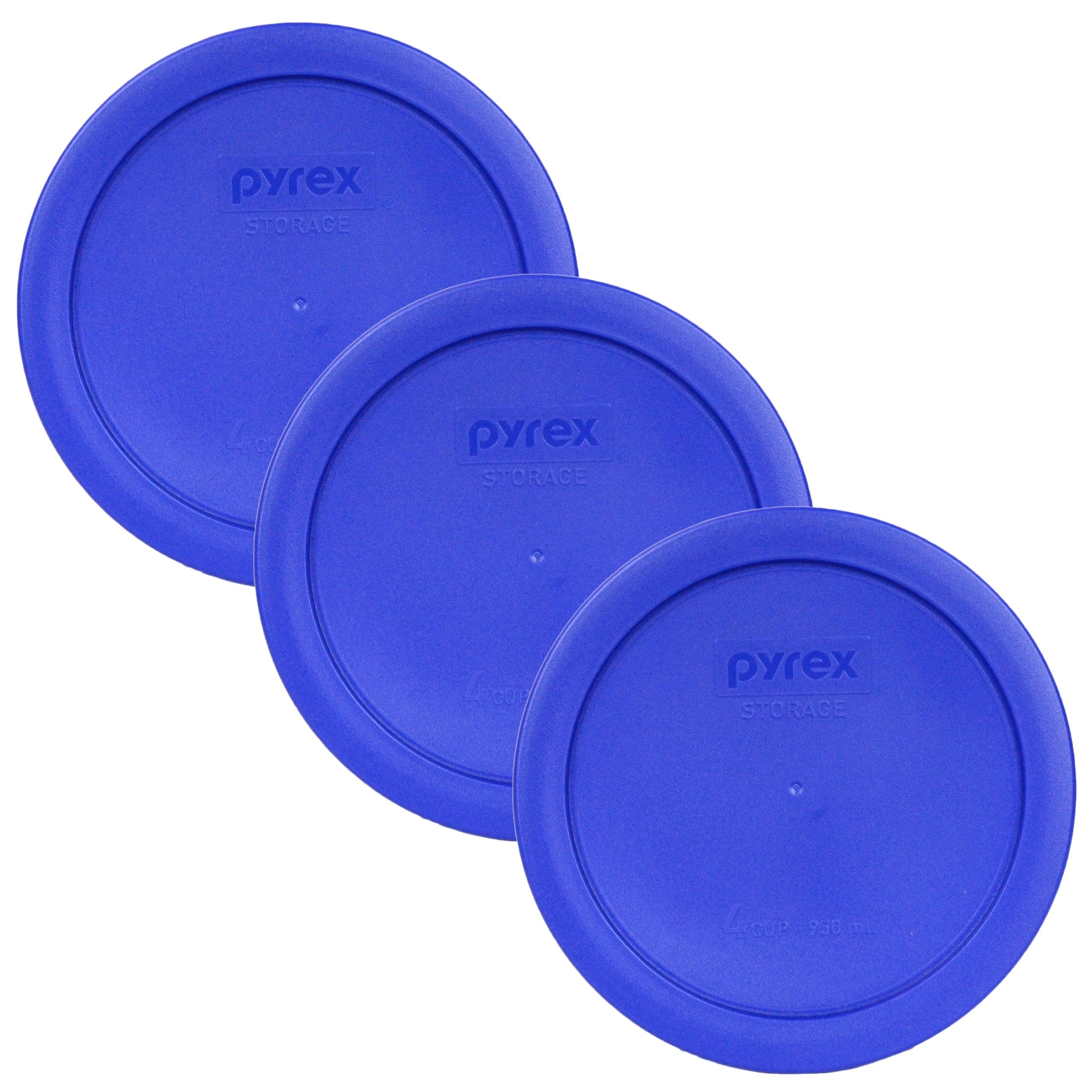 Pyrex 7201-PC 4-Cup Cadet Blue Plastic Food Storage Lid, Made in USA - 3 Pack