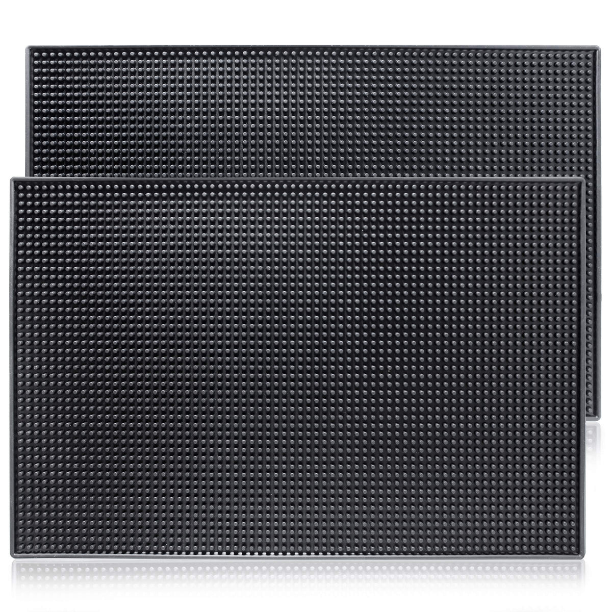 Rubber Bar Mat By Protensils, 18'' X 12'', Black Bar Mats, Bar Service Mat, Black Coffee Bar Mat, Spill Mat For Counter-Top (2 P
