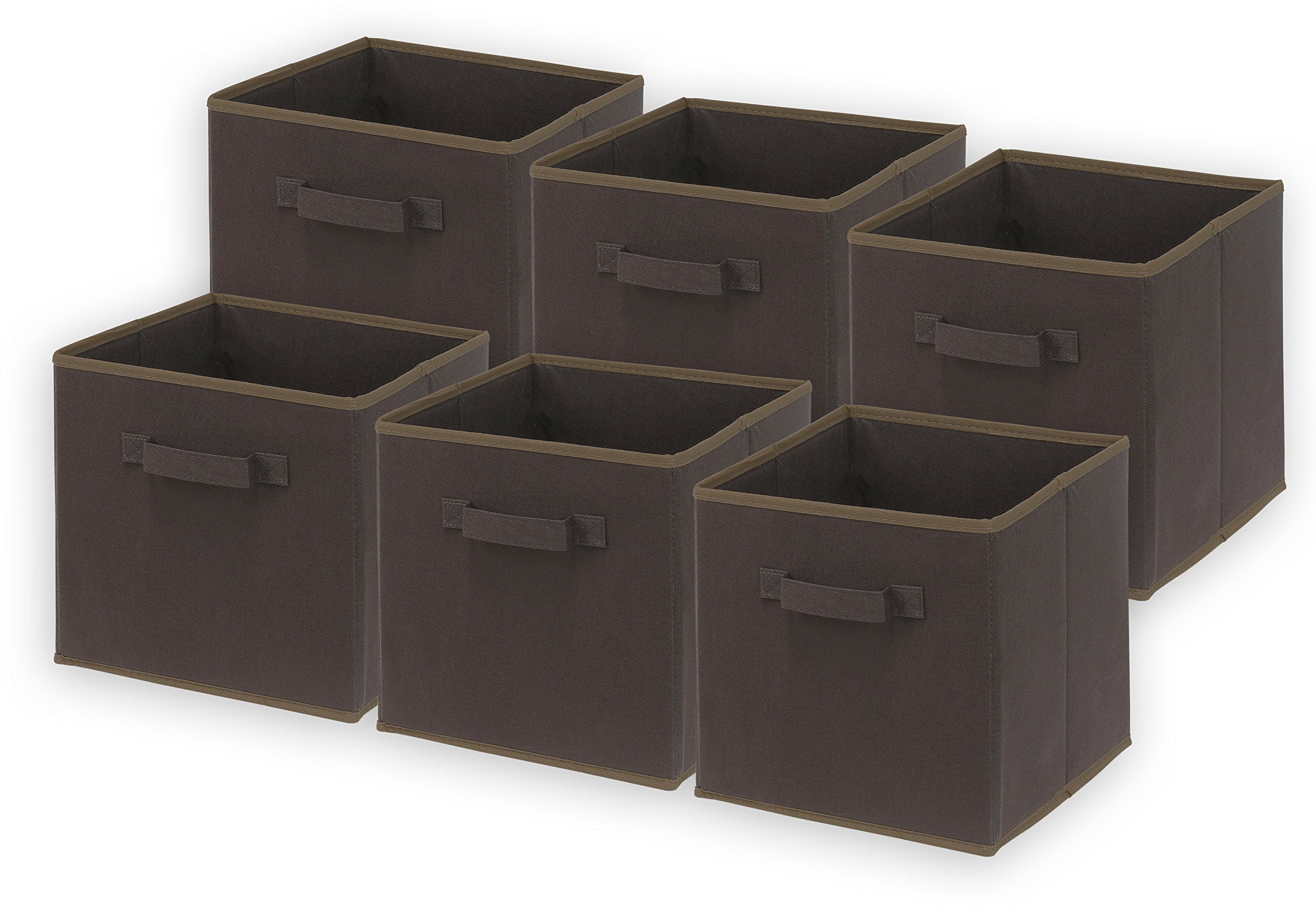 Simple Houseware Foldable Cube Storage Bin, Brown - 6 Pack