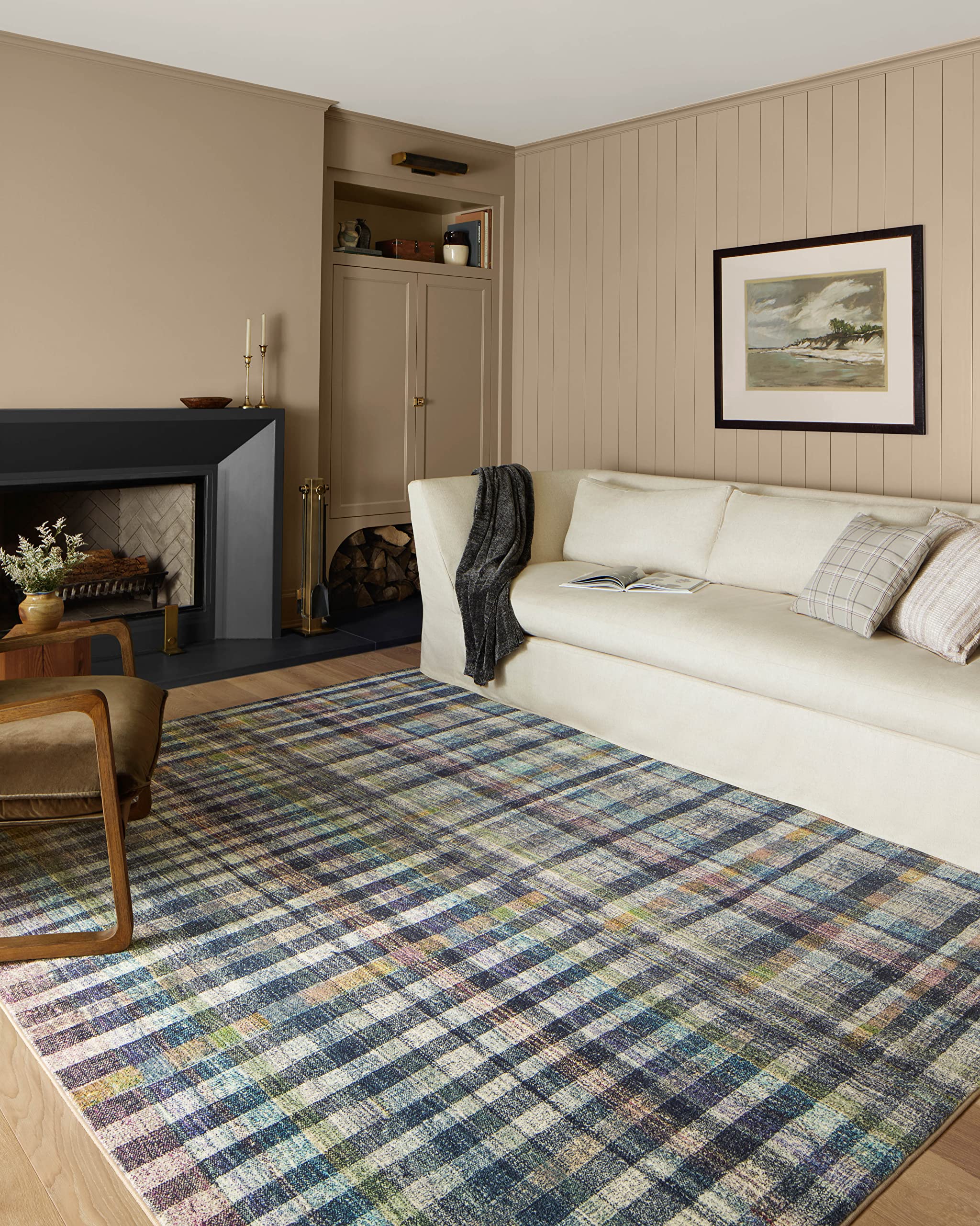 Loloi Chris Loves Julia x Humphrey Collection, Plum & Multi 5-0 x 7-0 Area Rug - Plaid Accent Rugs for Living Room, Bedroom, E