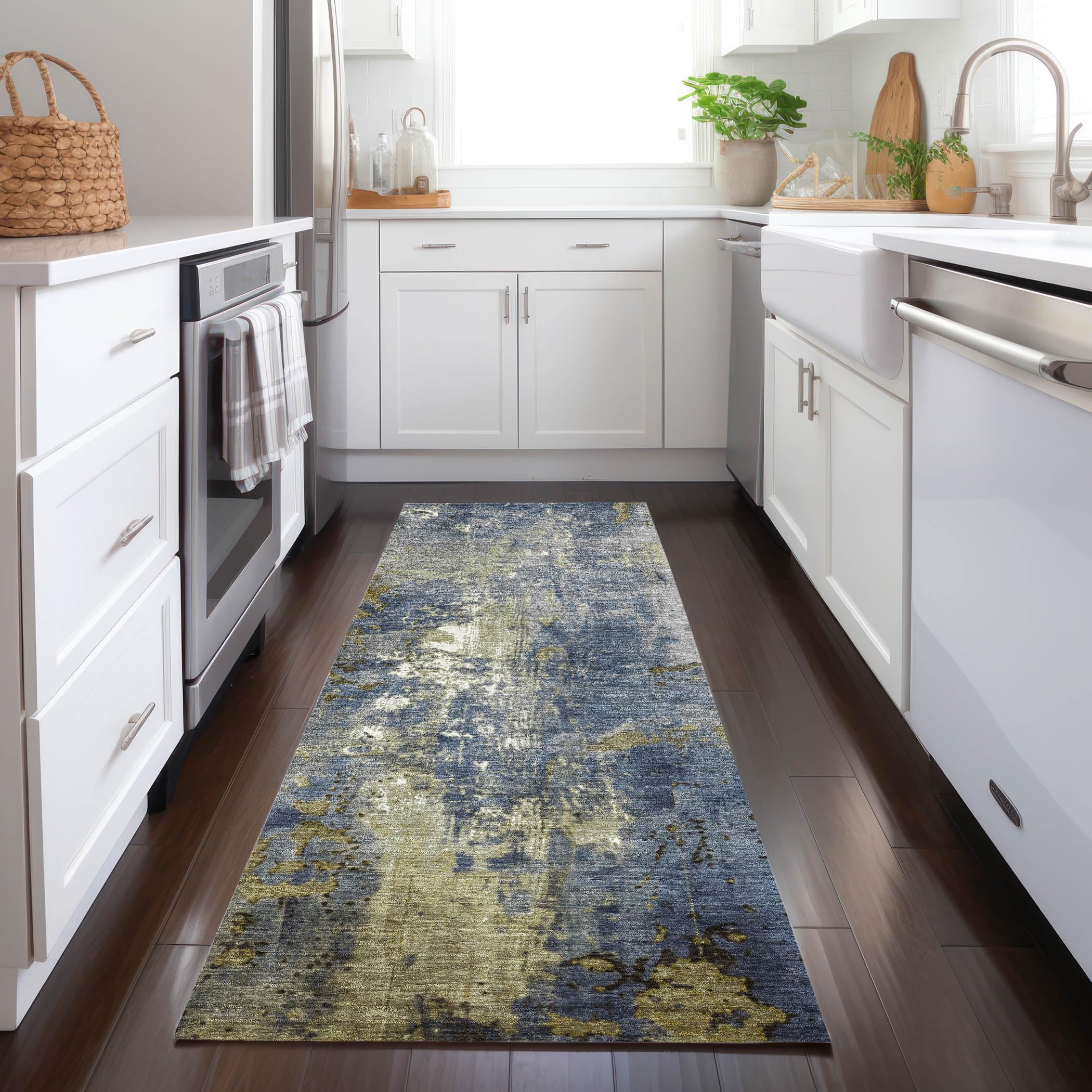 Machine Washable Indoor/Outdoor Chantille Khaki 23 x 76 Runner Rug