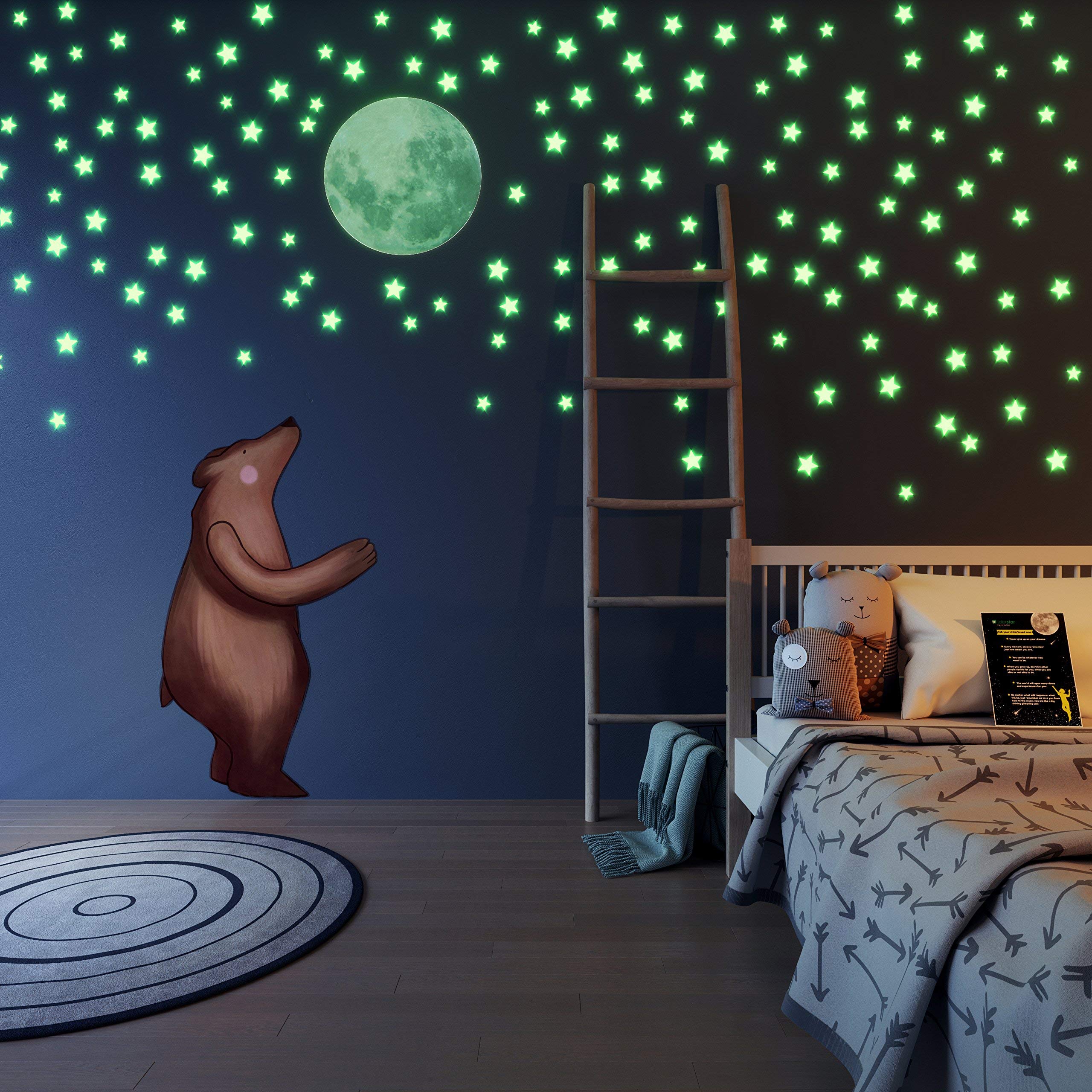 Stars for Ceiling - Glow in The Dark Stars and Moon Wall Decals for Kids Bedroom or Nursery, Luminous Star Stickers for Ceiling,