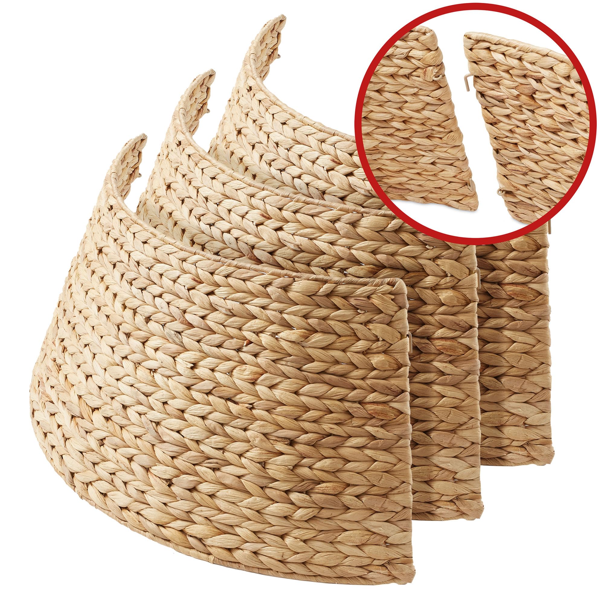 Casafield 32-Inch Christmas Tree Collar, Woven Water Hyacinth Tree Base Cover with Cord Cut Out, Natural