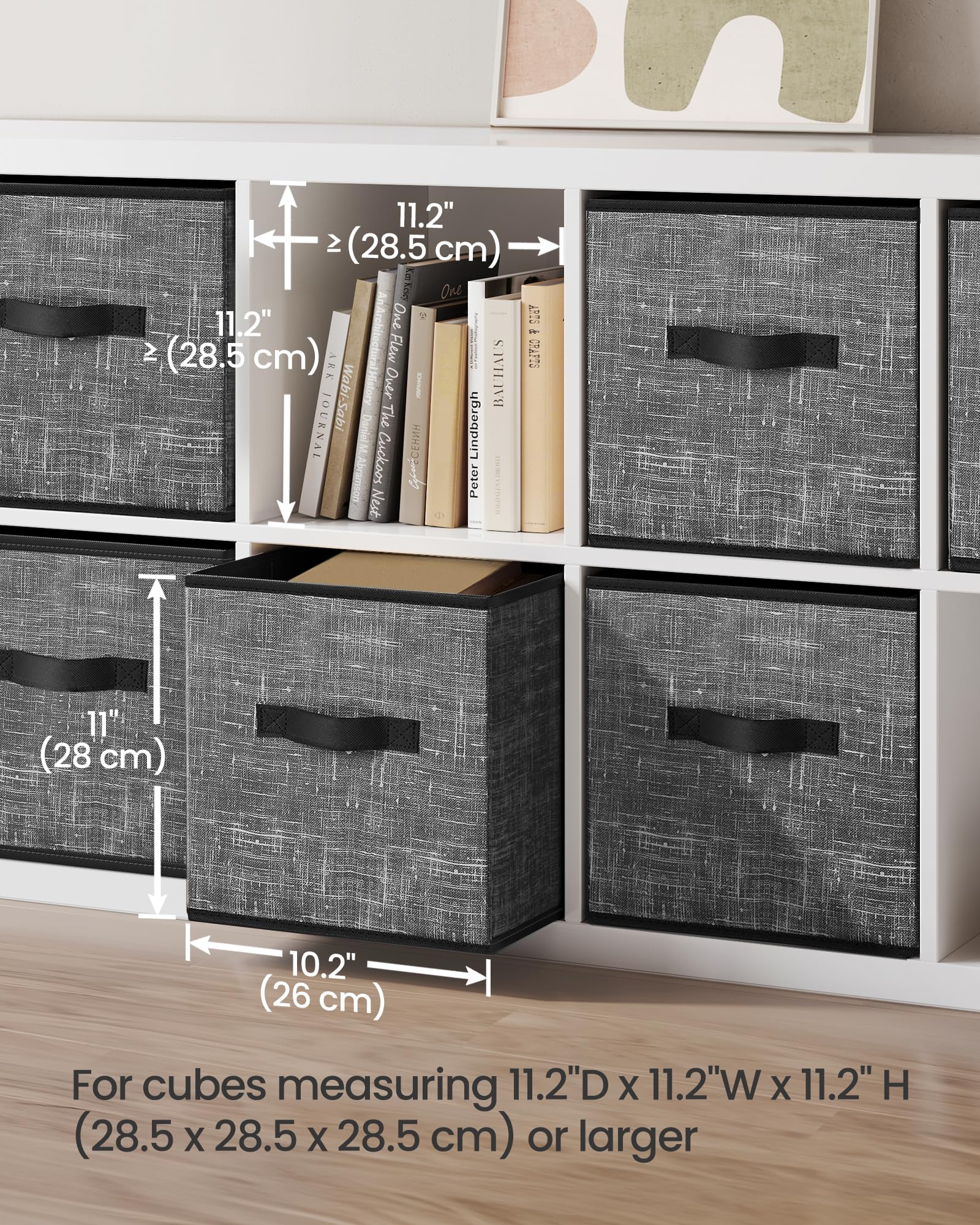 Songmics Storage Cubes, 11-Inch Non-Woven Fabric Bins With Double Handles, Set Of 6, Closet Organizers For Shelves, Foldable, Fo