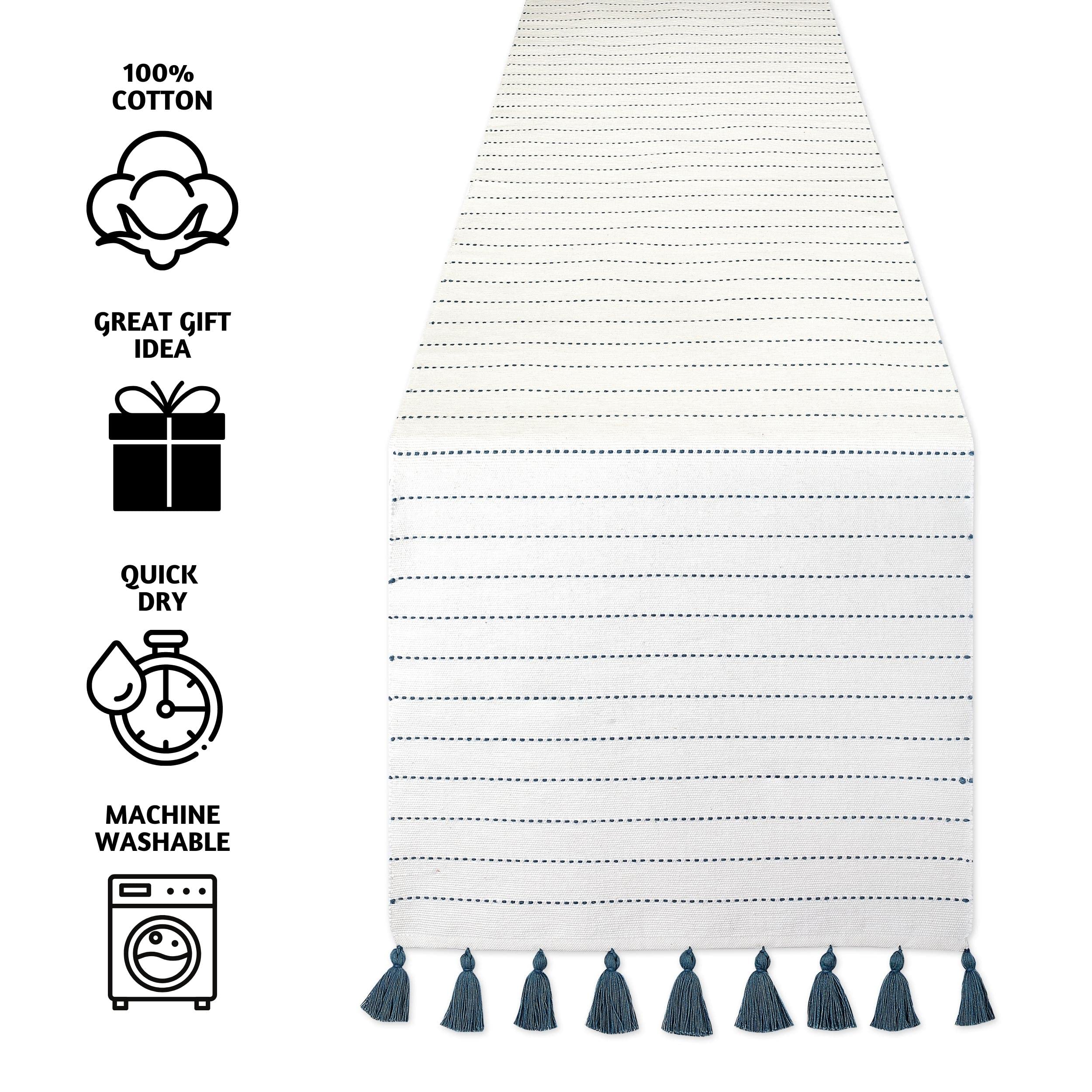 Folkulture Table Runners With Tassels 90 Inches Long For Dining Room Table Or Farmhouse Style Dacor, Rustic Table Runner For Boh