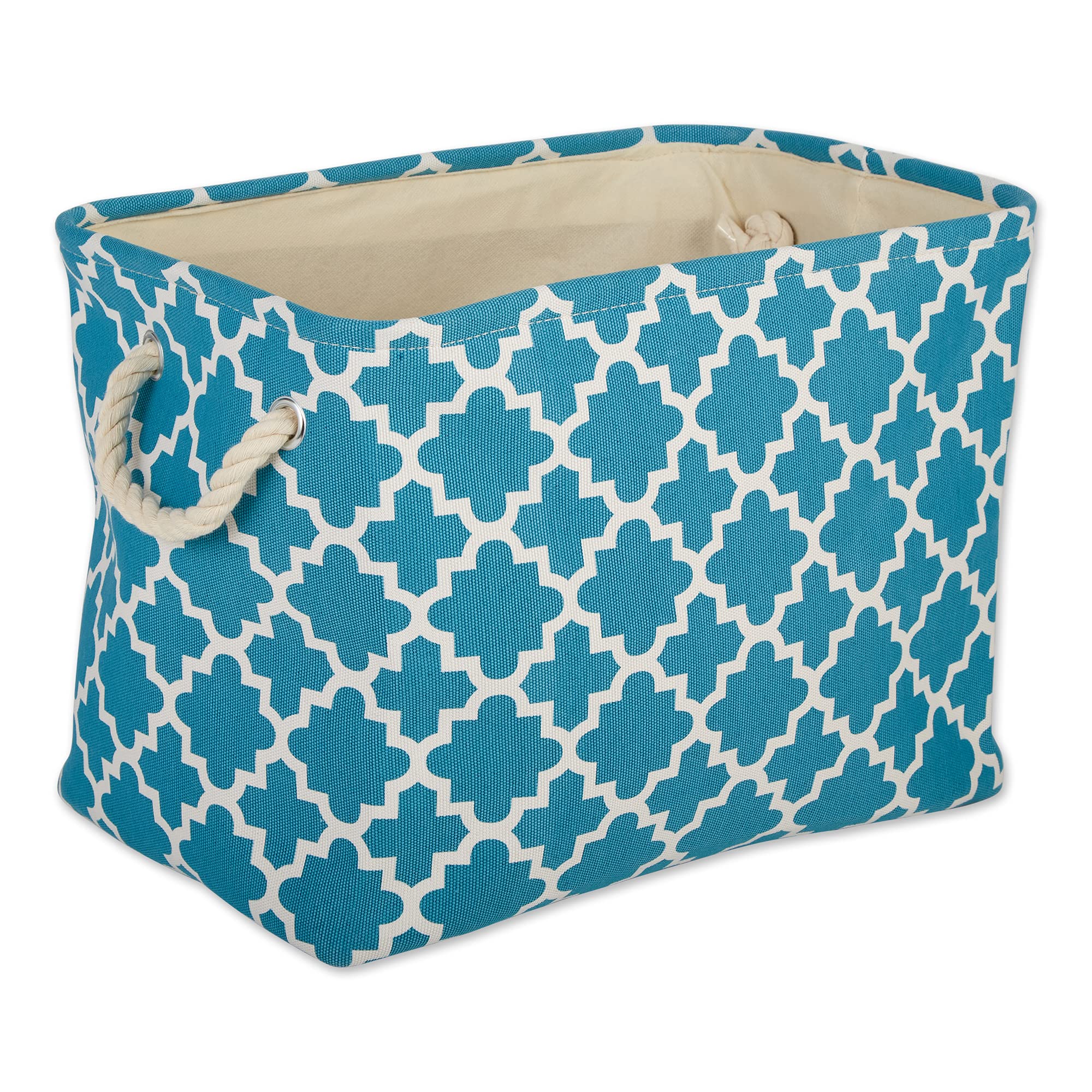 Dii Polyester Container With Handles, Lattice Storage Bin, Small, Storm Blue