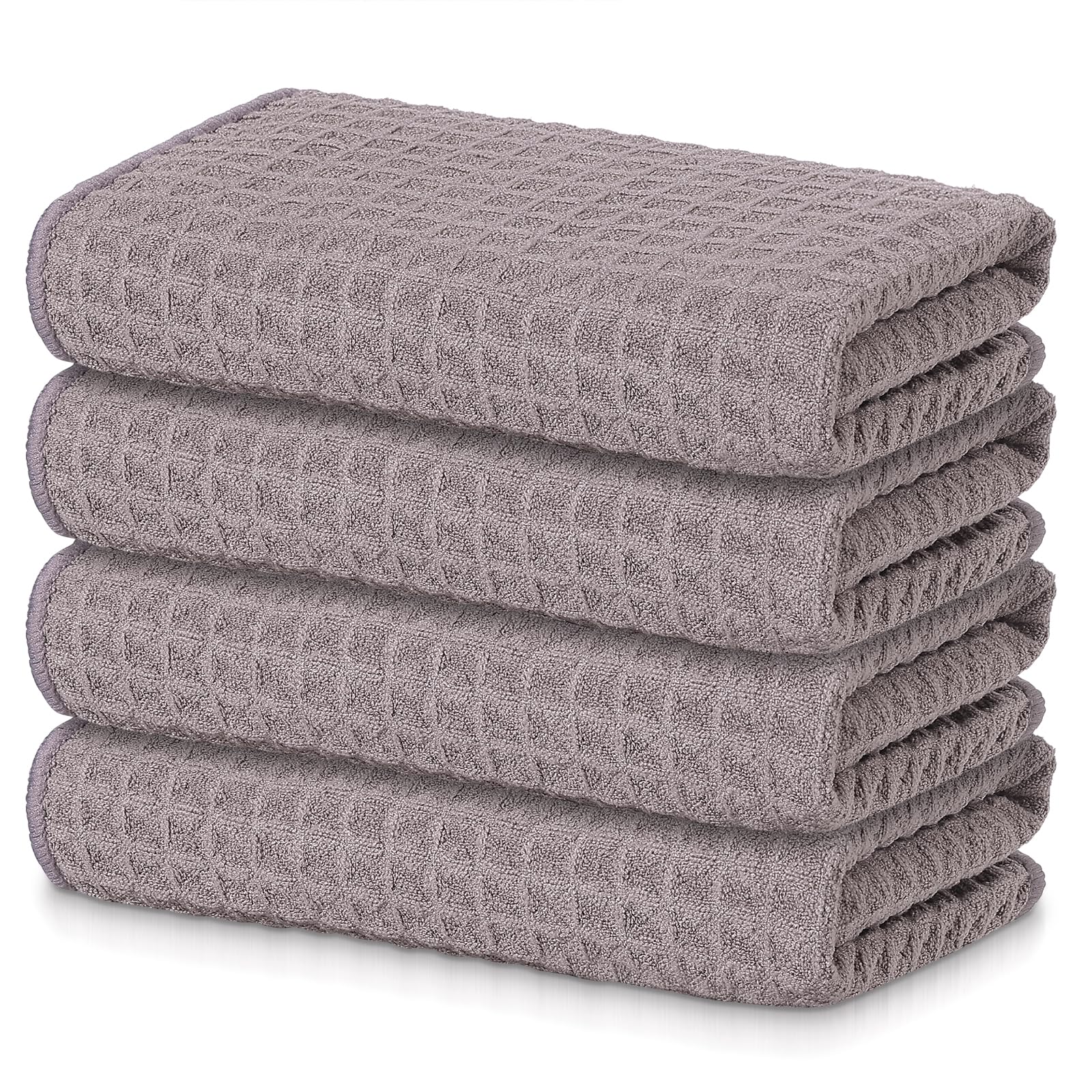 Homaxy Premium Microfiber Waffle Weave Kitchen Towels, 16 X 28 Inch Ultra Absorbent And Solid Color Dish Towels, 4 Pack, Coffce
