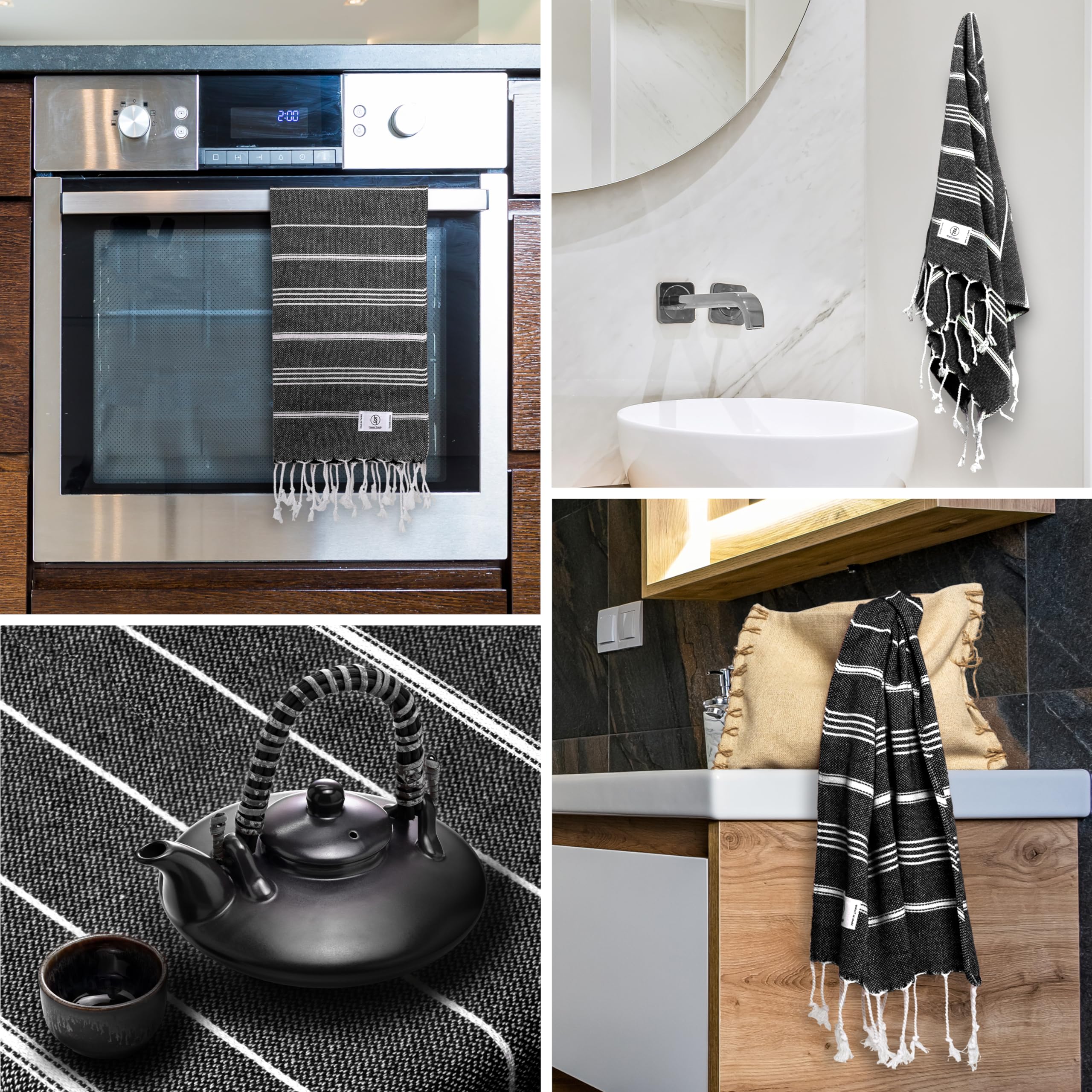 Ossano Towels Turkish Classic Hand Towel Set Of 2 - Decorative Towels For Kitchen And Bathroom - Versitale -Tea, Drying, Hand, D