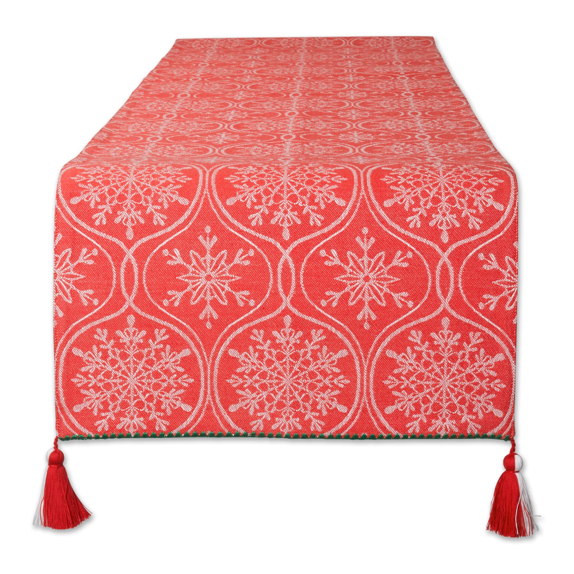 DII Joyful Snowflakes Collection Embellished Christmas, Reversible Table Runner, 14x72
