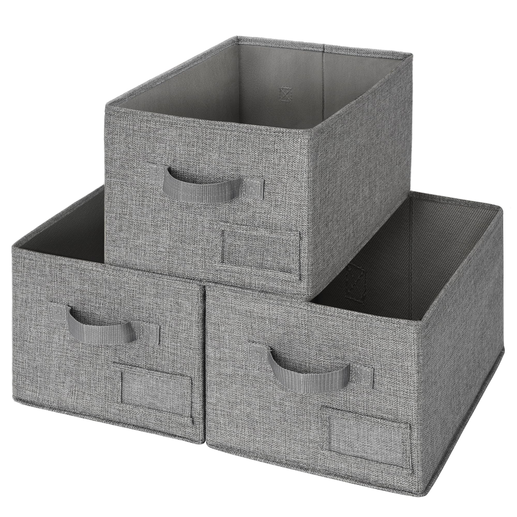 GRANNY SAYS Storage Bins for Shelves  Closet Bins with Label Holders  Fabric Storage Bin for Bedroom  Decorative Storage Containers for Organizing Living Room  Dark Gray  3-Pack
