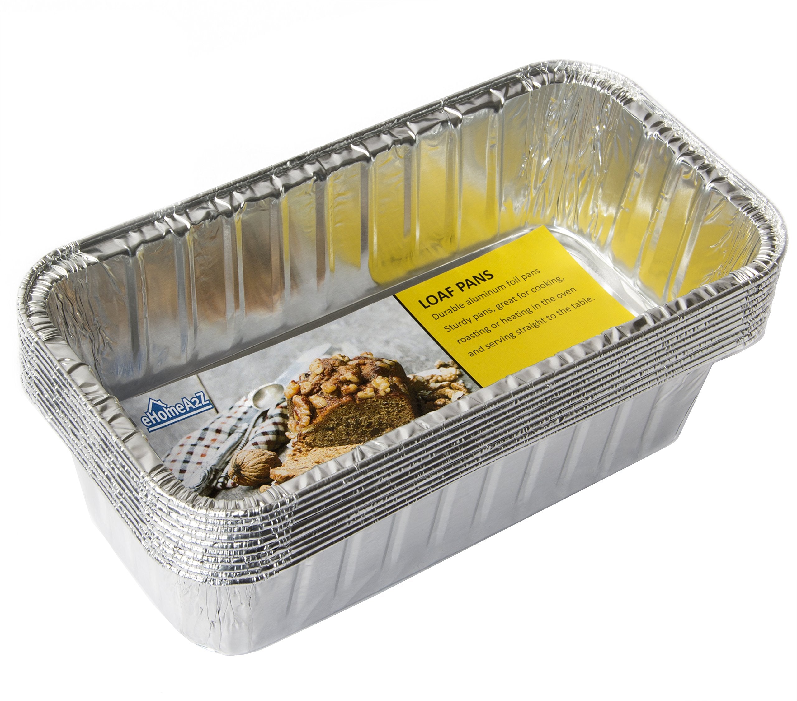 EHOMEA2Z Disposable Aluminum Loaf Pans 2lb for Baking, Serving and Storing - Heat Resistant Disposable Bread Loaf Pan Ideal for 