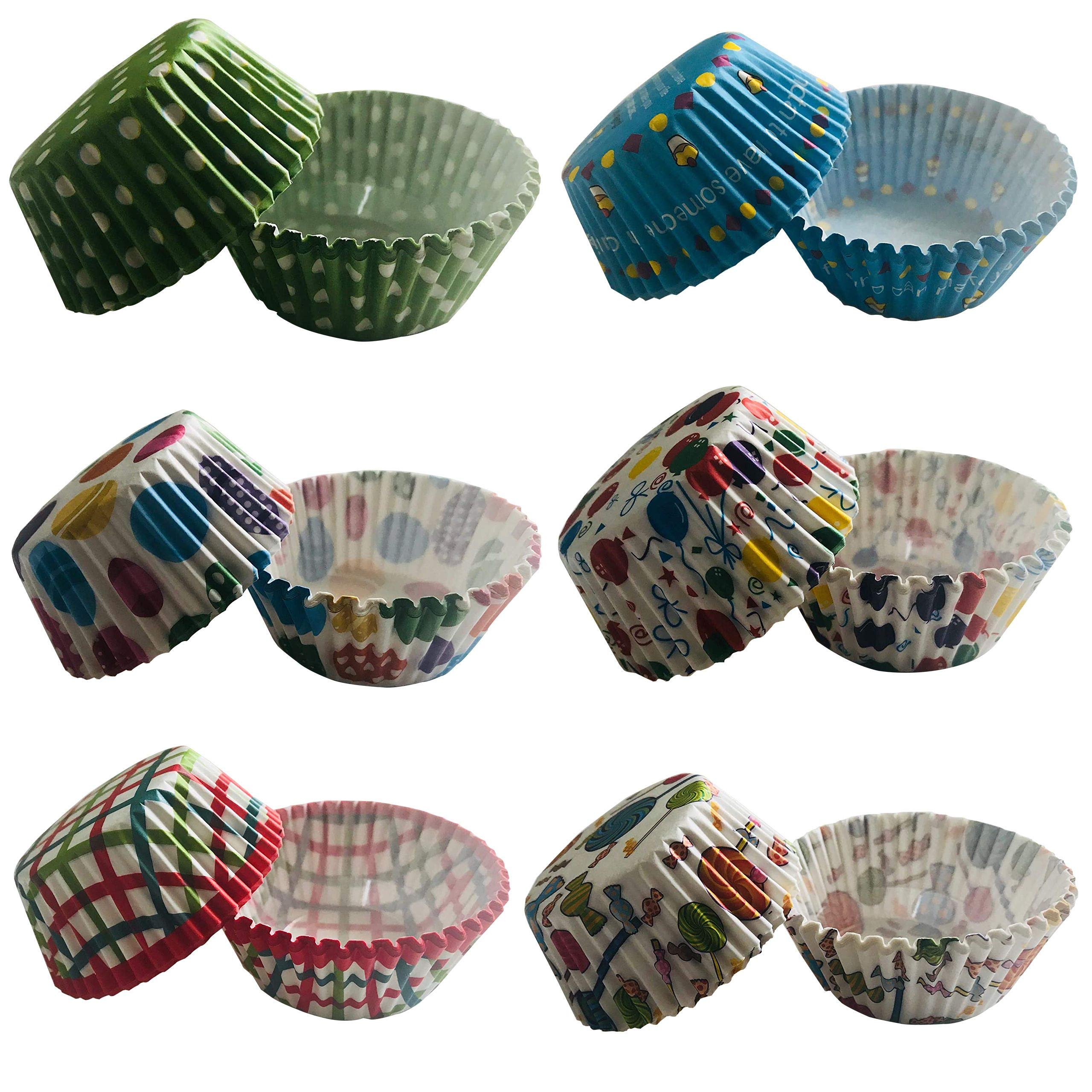 Bahoki Essentials Paper Baking Cups - Cupcake, Muffin Liners, Assorted Cake Wrappers - Great For Birthday Parties And Family Gat