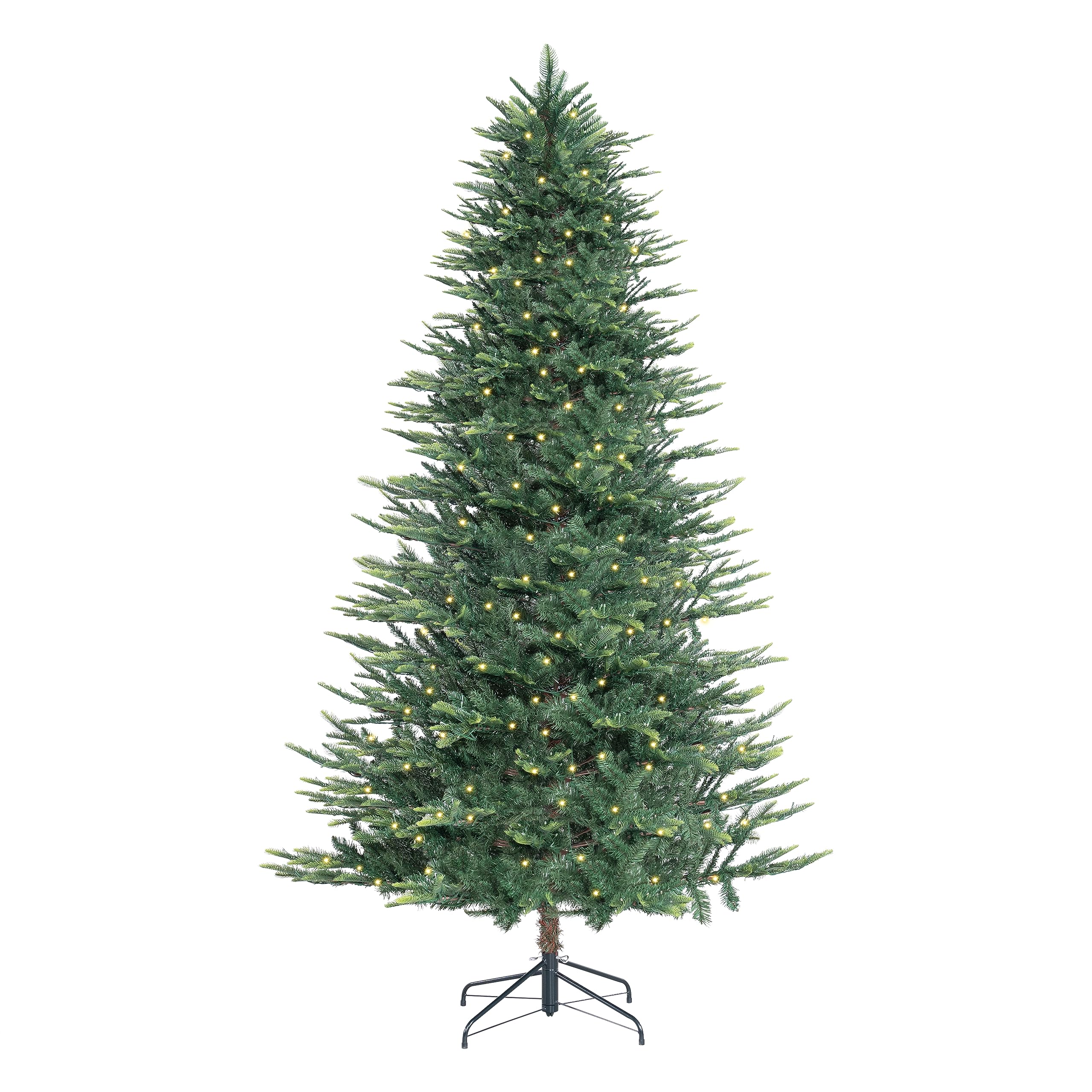 Naomi Home Lujan 9ft Prelit Aritificial Christmas Tree with 2106 Branch Tips, 1100 Warm Lights and Metal Stand, 61 Wide Realisti