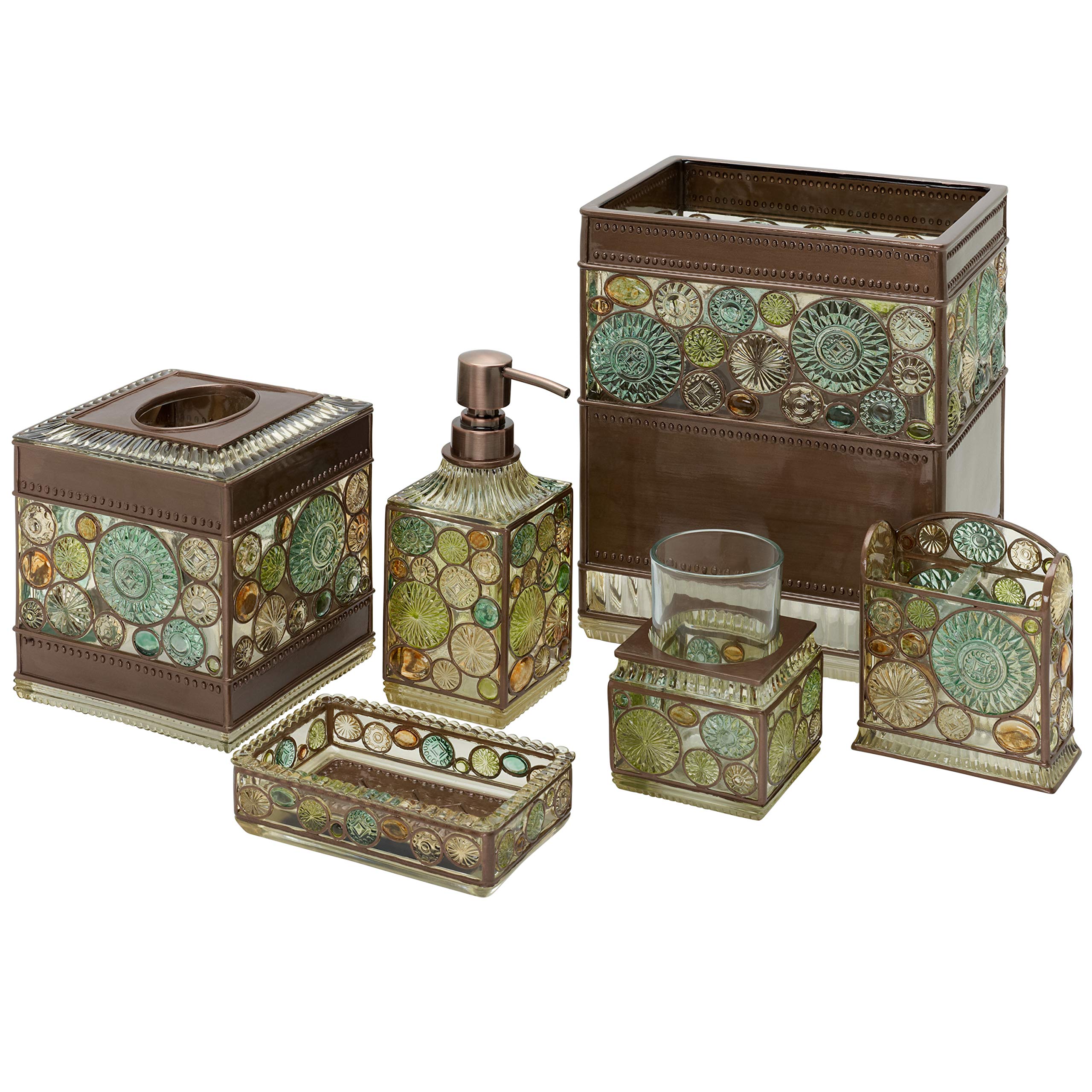 Zenna Home Boddington, Bronze Finish With Glass-Like Resin Bathroom Accessory Tissue Box Cover