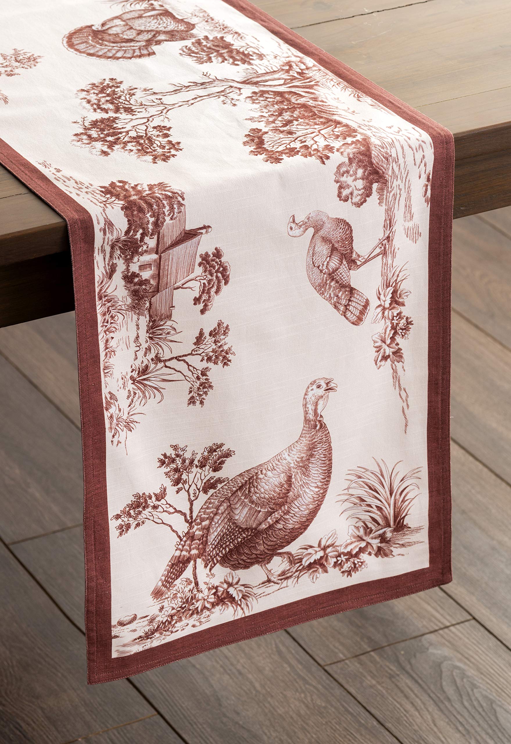 Maison D' Hermine Tablerunners 100% Cotton Decorative Tablerunner Table Cover, Dinner, Wedding & Dining, Holy Jouy - Brown (Doub