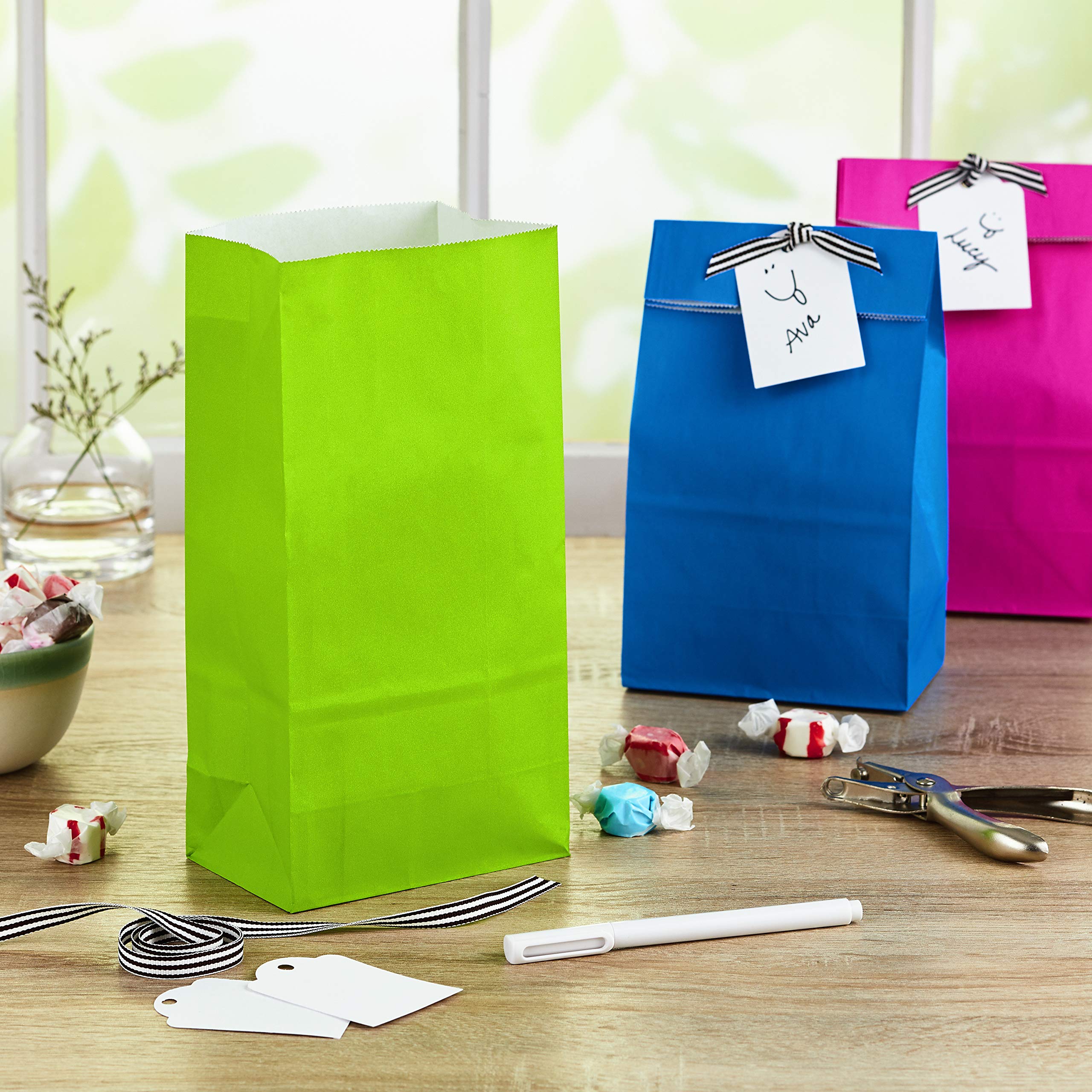 Hallmark Solid Color Party Favor And Wrapped Treat Bags (30 Ct., 5 Each Of Blue, Red, Green, Yellow, Orange, Pink) For Birthdays