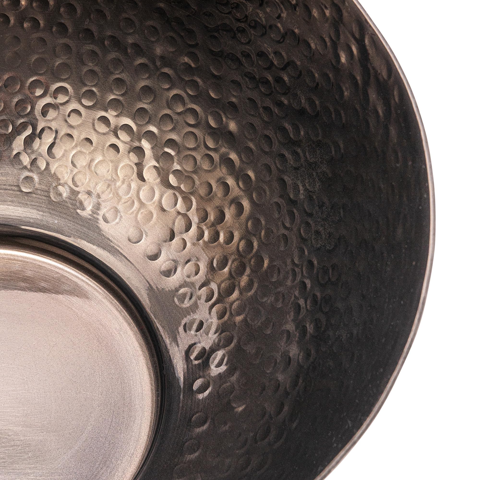 Bloomingville Round Hammered Metal, Set Of 2 Sizes, Oxidized Silver Finish Bowl
