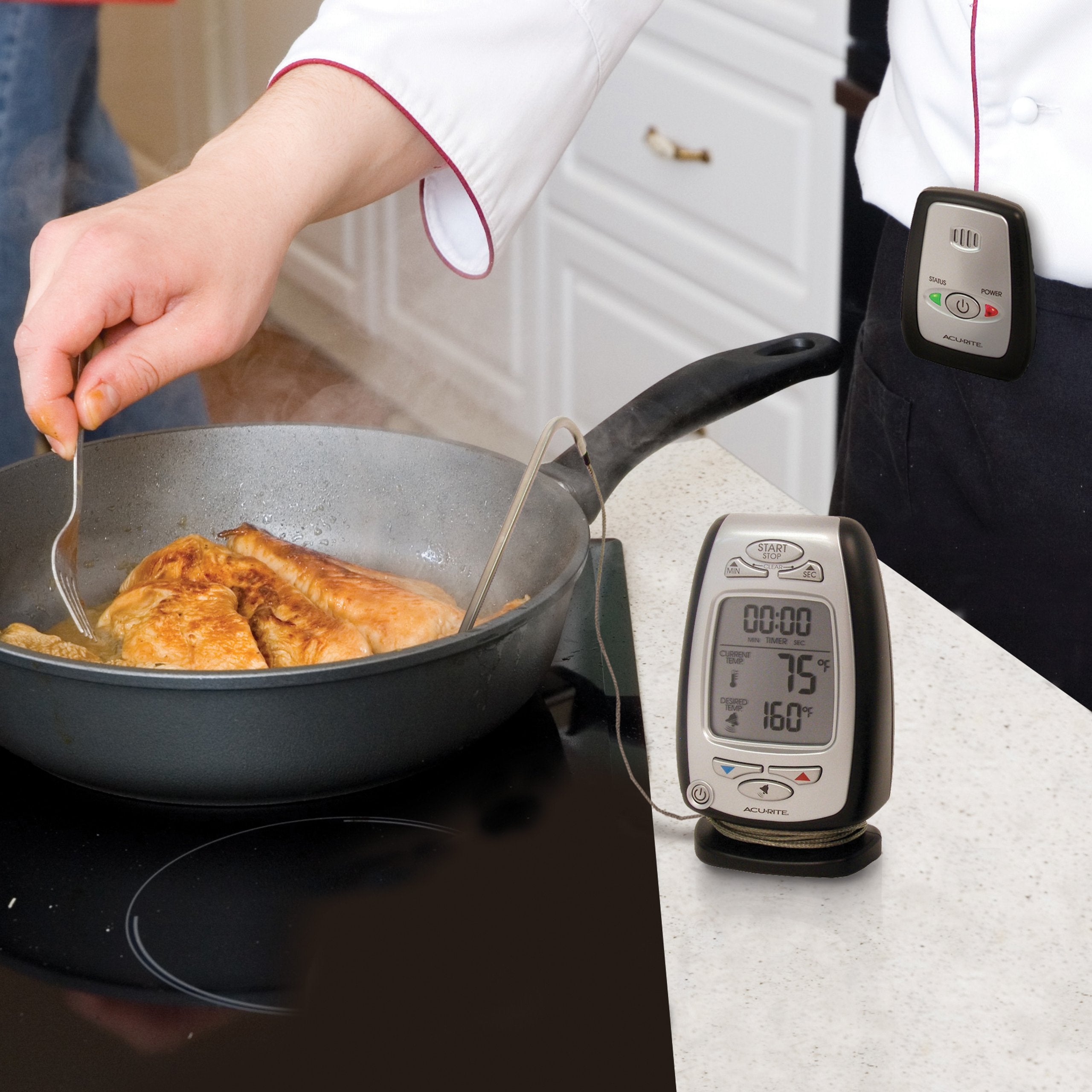 AcuRite Wireless Cooking & Barbeque Thermometer with Pager, Model 03168A3, 0.3 Size, Multicolor