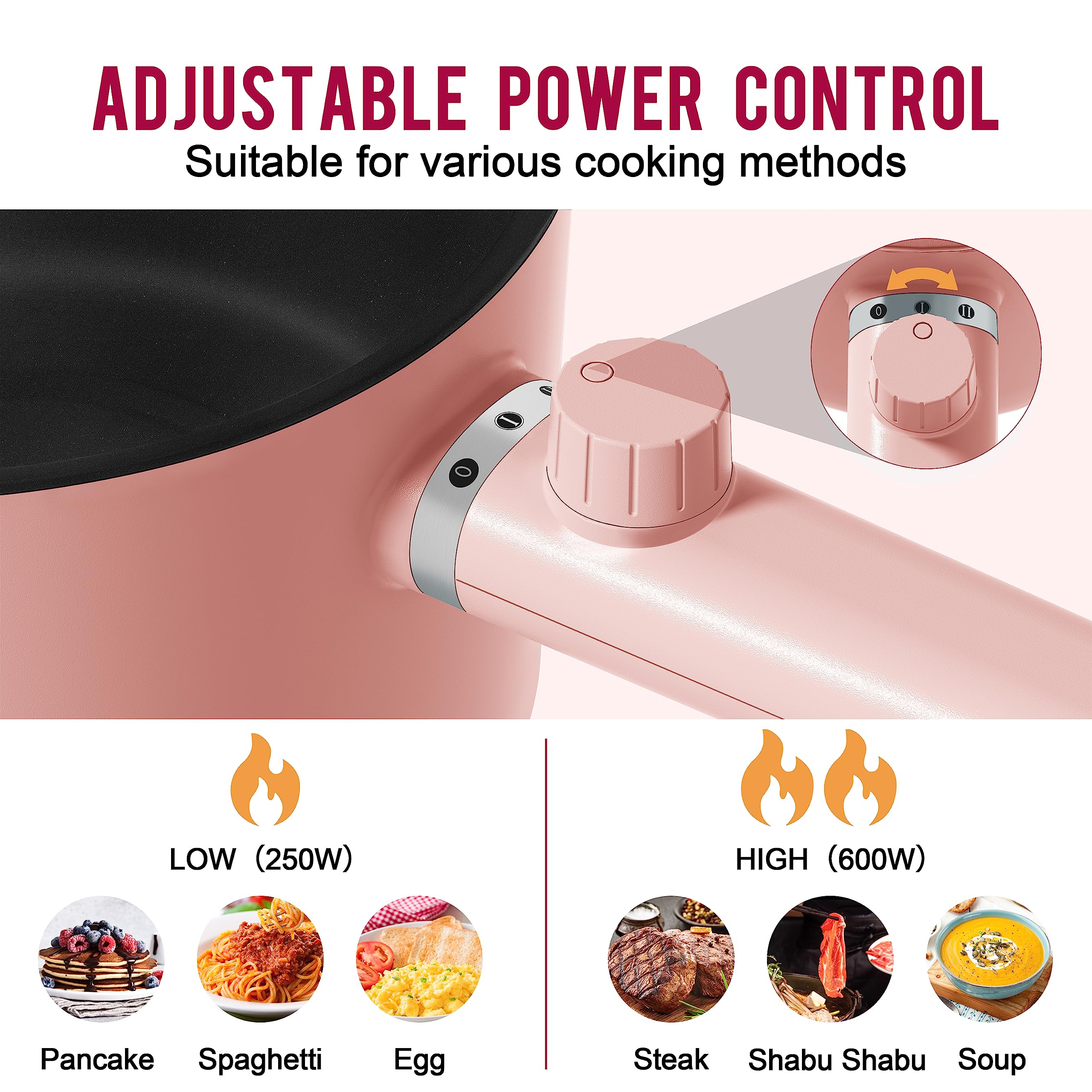 Topwit Hot Pot Electric, 1.5L Ramen Cooker, Portable Non-Stick Frying Pan, Electric Pot For Pasta, Steak, Bpa Free, Electric Coo