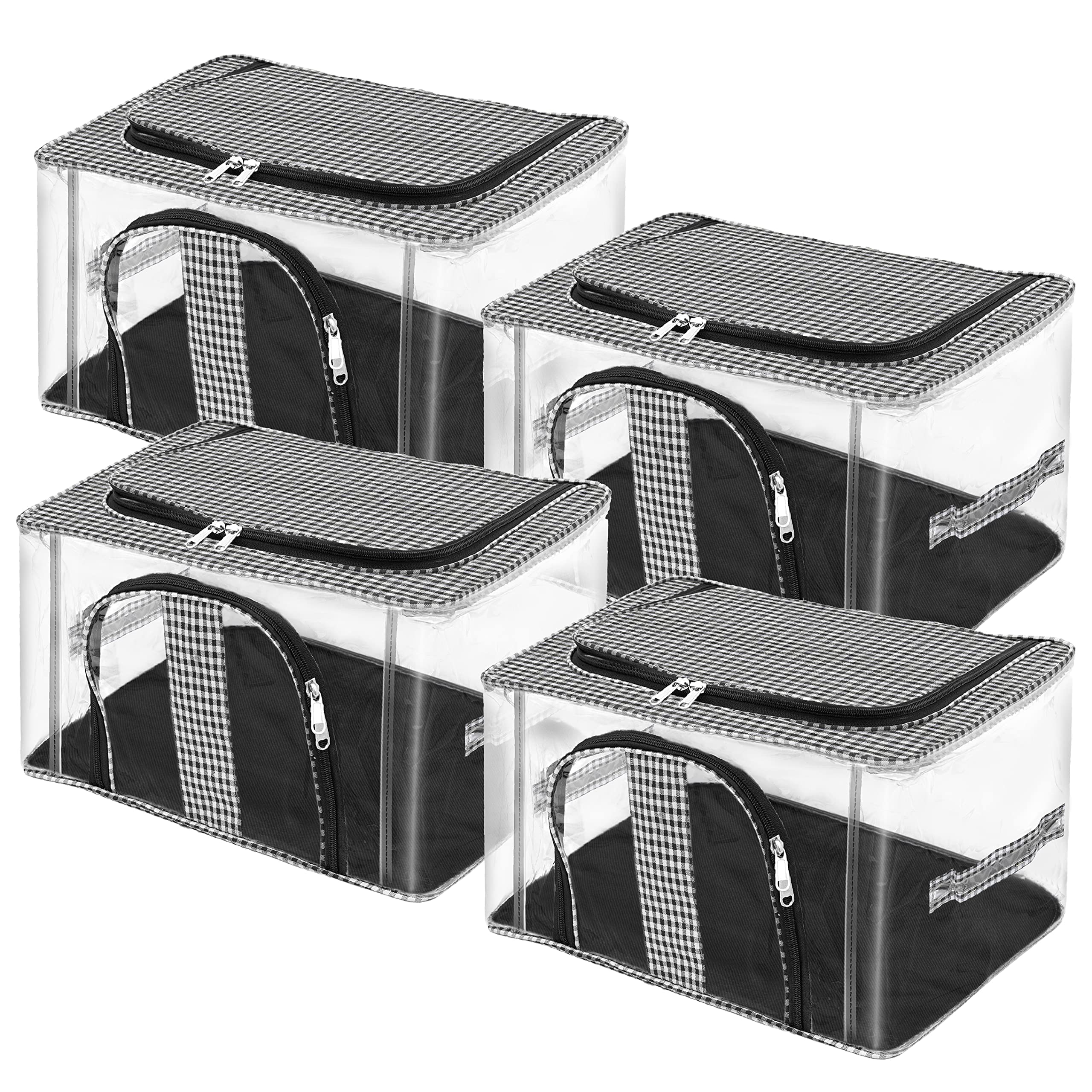 Storite 4 Pack Nylon 33 L PVC Transparent Moisture Proof Storage box for Clothes Closet Wardrobe Bag for Clothes Saree Bags with