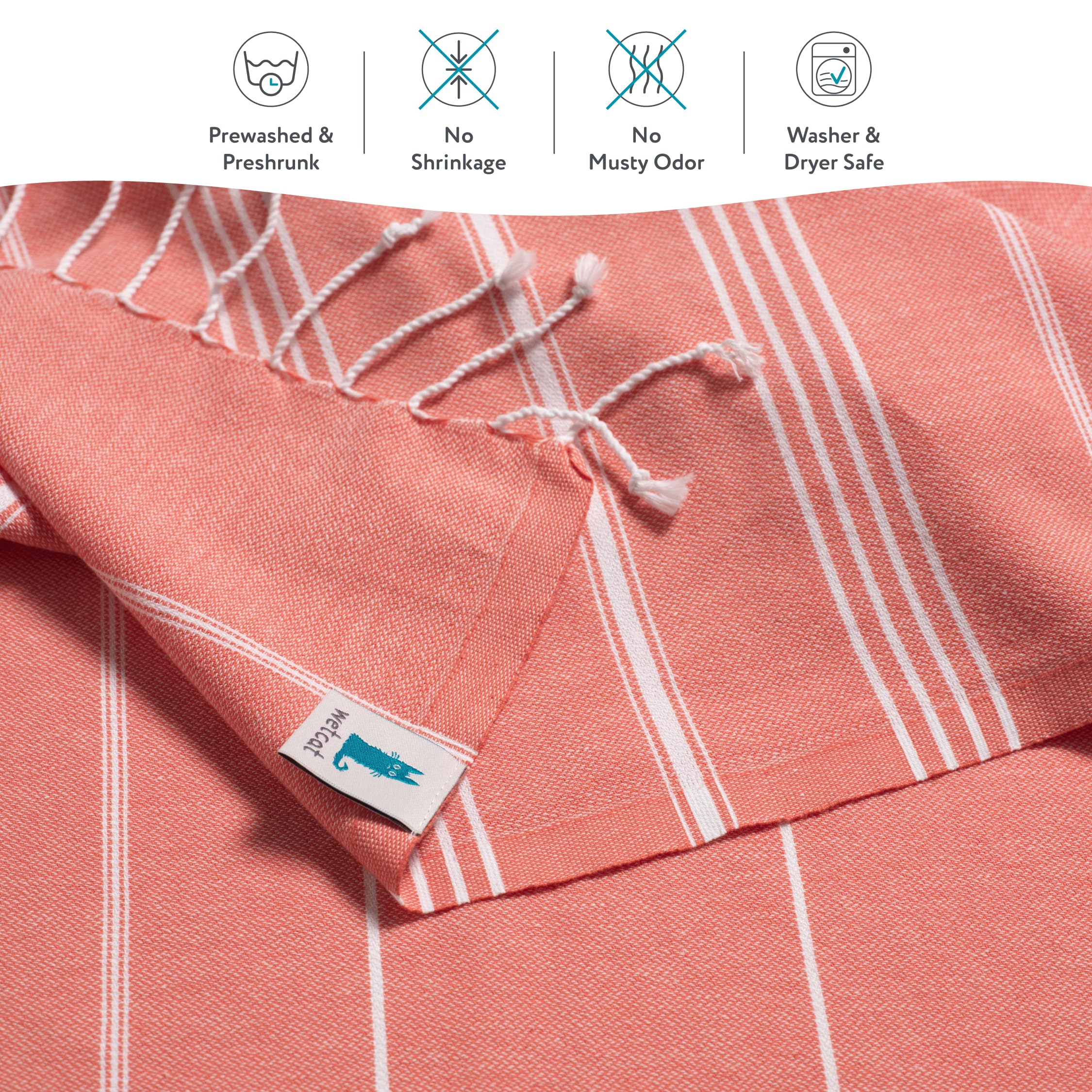 Wetcat Turkish Beach Towel Oversized 38X71 100% Cotton Sand Free Quick Dry Swim Towel Extra Large Light Travel Towel For Adults