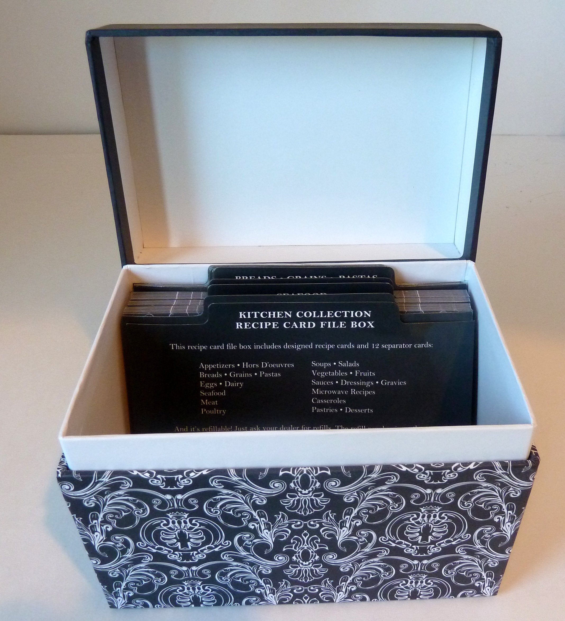 C.R. Gibson Colorful Patterned Recipe File Box, Includes 12 Tabbed Divider Cards, With 40 Coordinating 4'' X 6'' Recipe Cards -