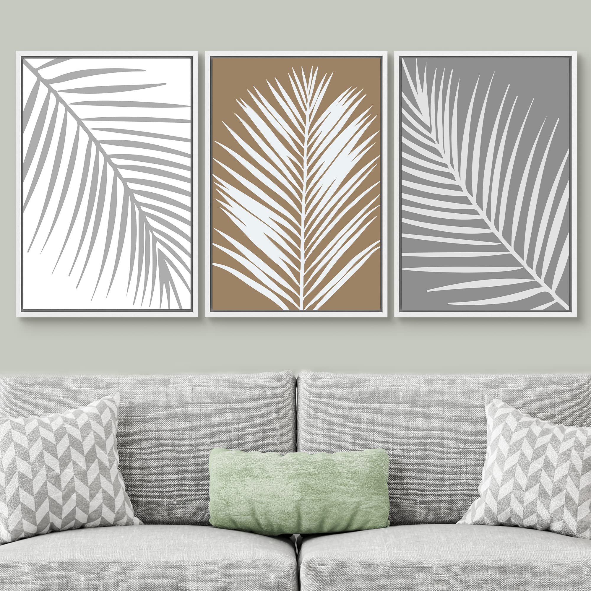 Signwin Framed Canvas Print Wall Art Set Minimal Tropical Palm Leaf Variety Nature Floral Illustrations Modern Art Decorative Ch
