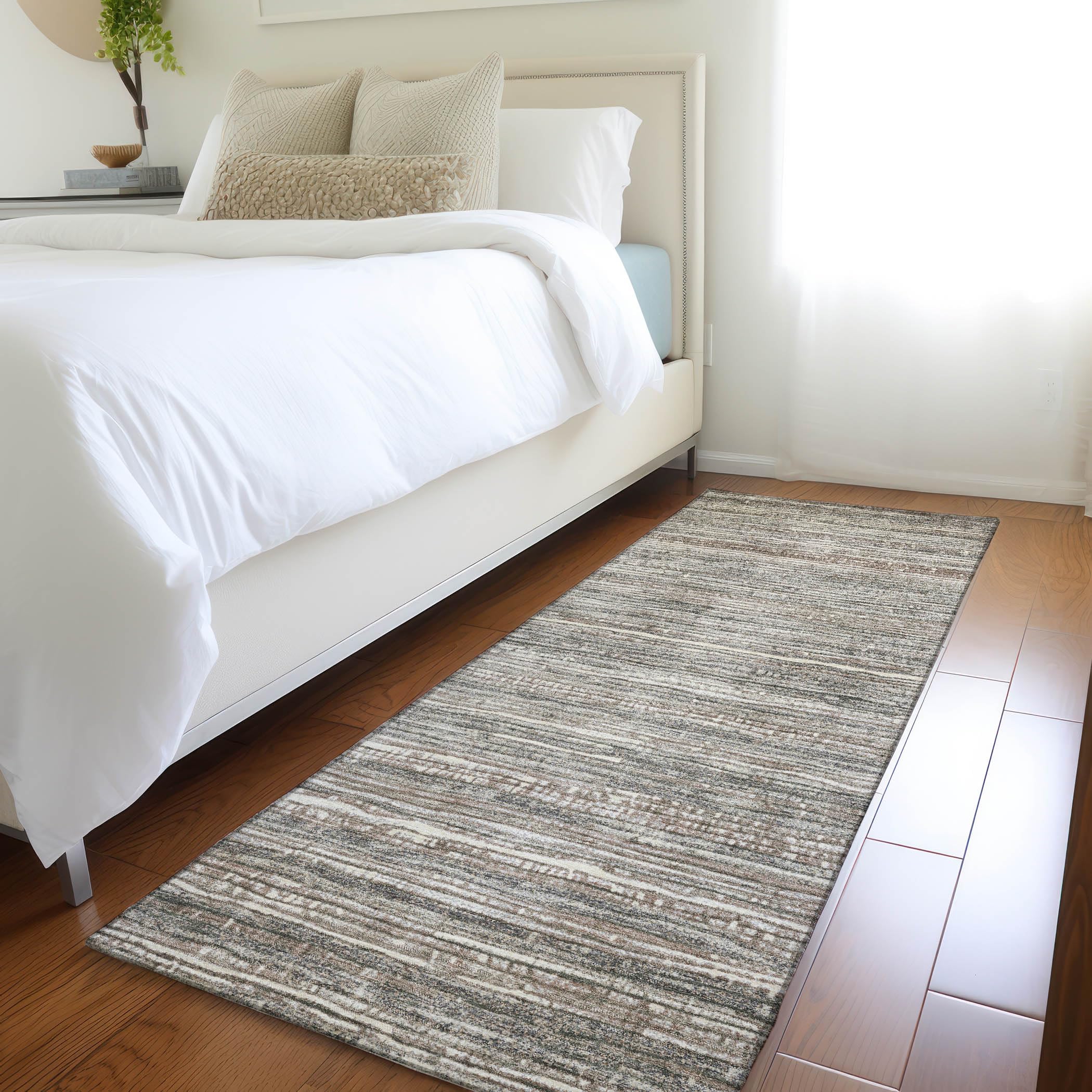 Machine Washable Indoor/Outdoor Chantille Beige 23 x 76 Runner Rug
