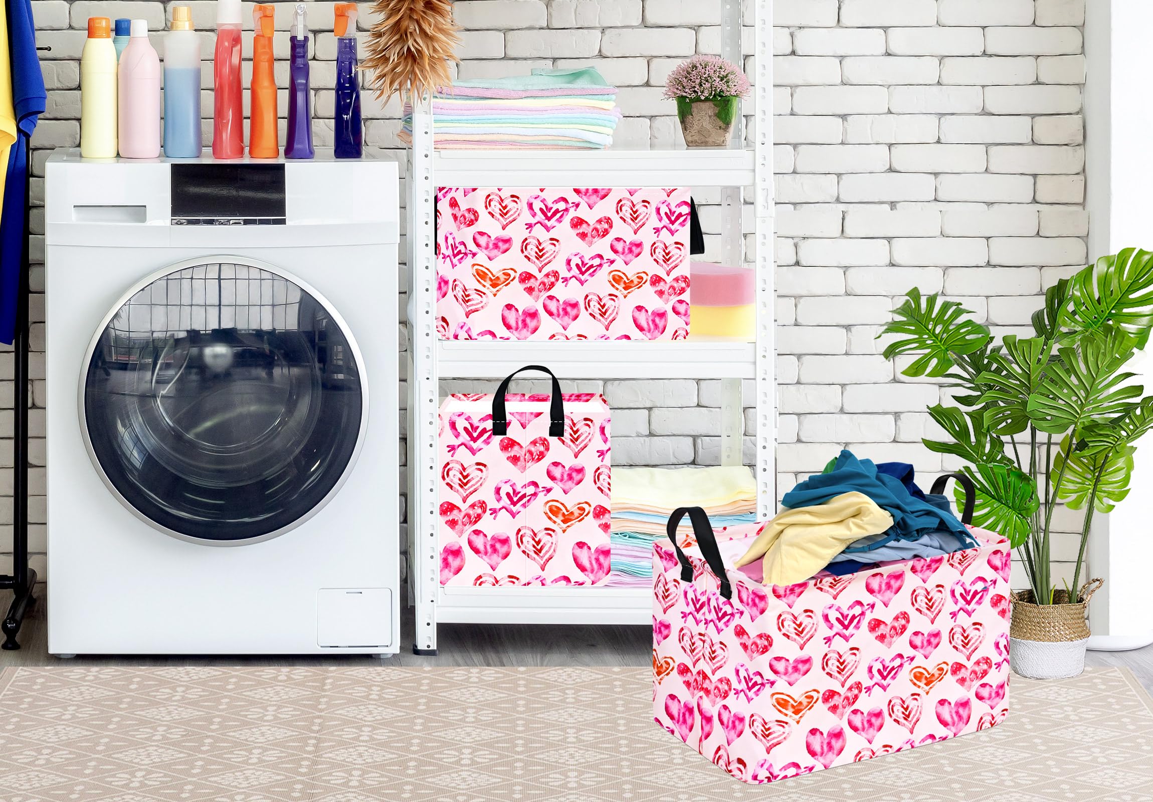 Acmuuni Heart Basket For Gifts Valentine Basket Pink Storage Basket Clothes Laundry Basket Storage Box Shelf Basket Toys Storage