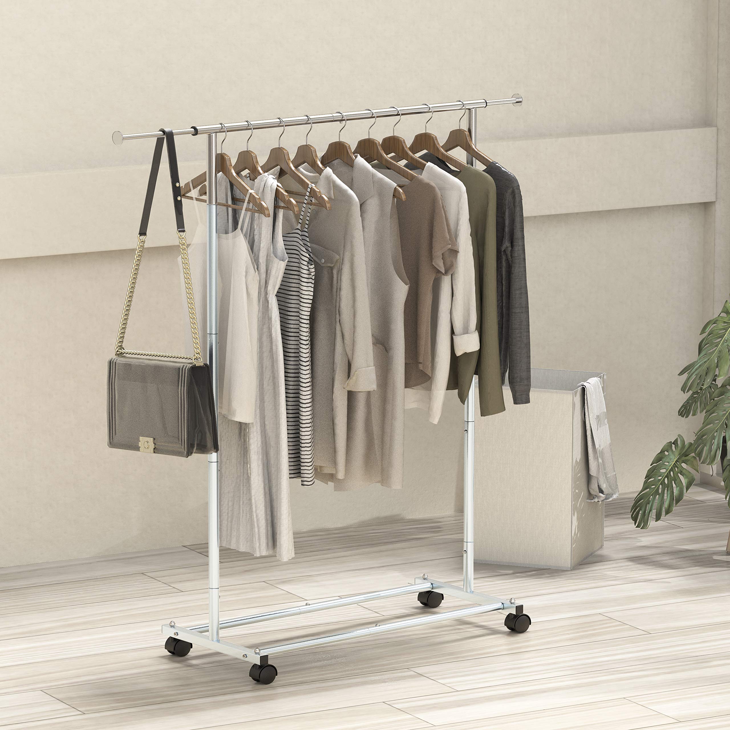 Simple Houseware Standard Rod Garment Rack, Silver