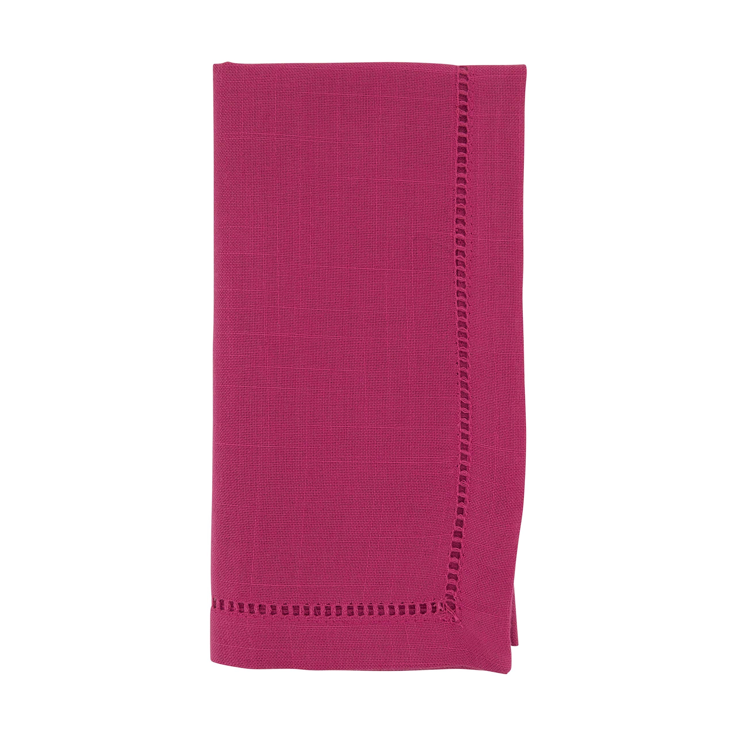 Saro Lifestyle Dinner Napkin With Hemstitched Border (Set Of 12), Fuchsia, 20''