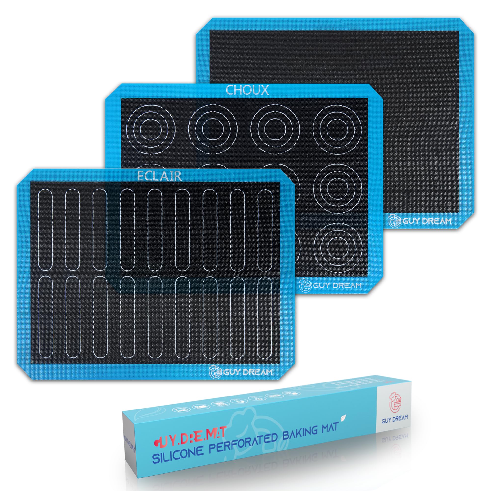 GUYDREMAT Perforated Silicone Baking Mat 114/5 x 153/4  Choux or Cookie, Eclair Mat for Baking Bread Steaming Mesh For Hal
