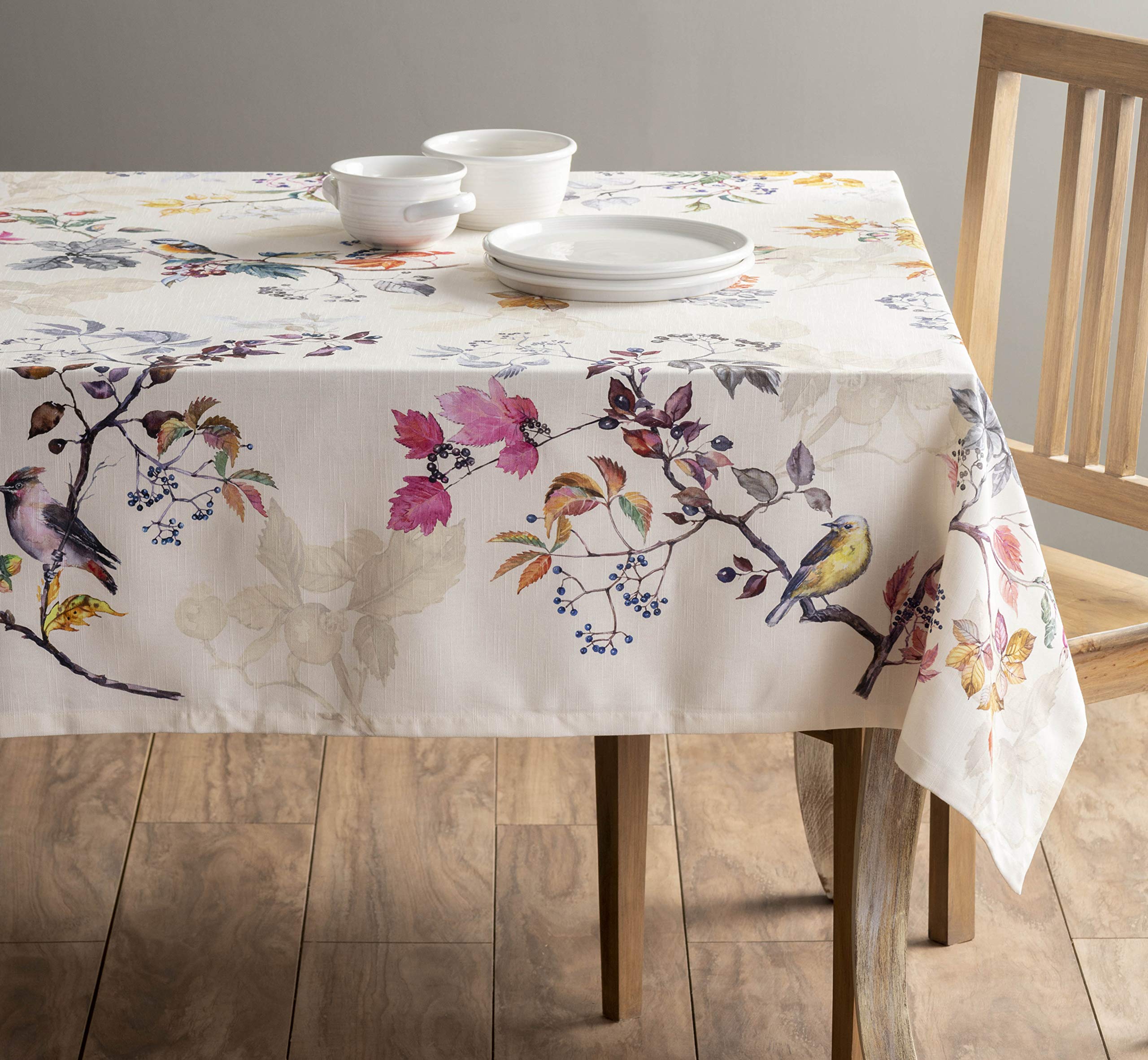 Maison D Hermine Equinoxe - Beige 100% Cotton Tablecloth Kitchen Dining Table Cloth For Rectangle Tables Farmhouse Tabletop Cove