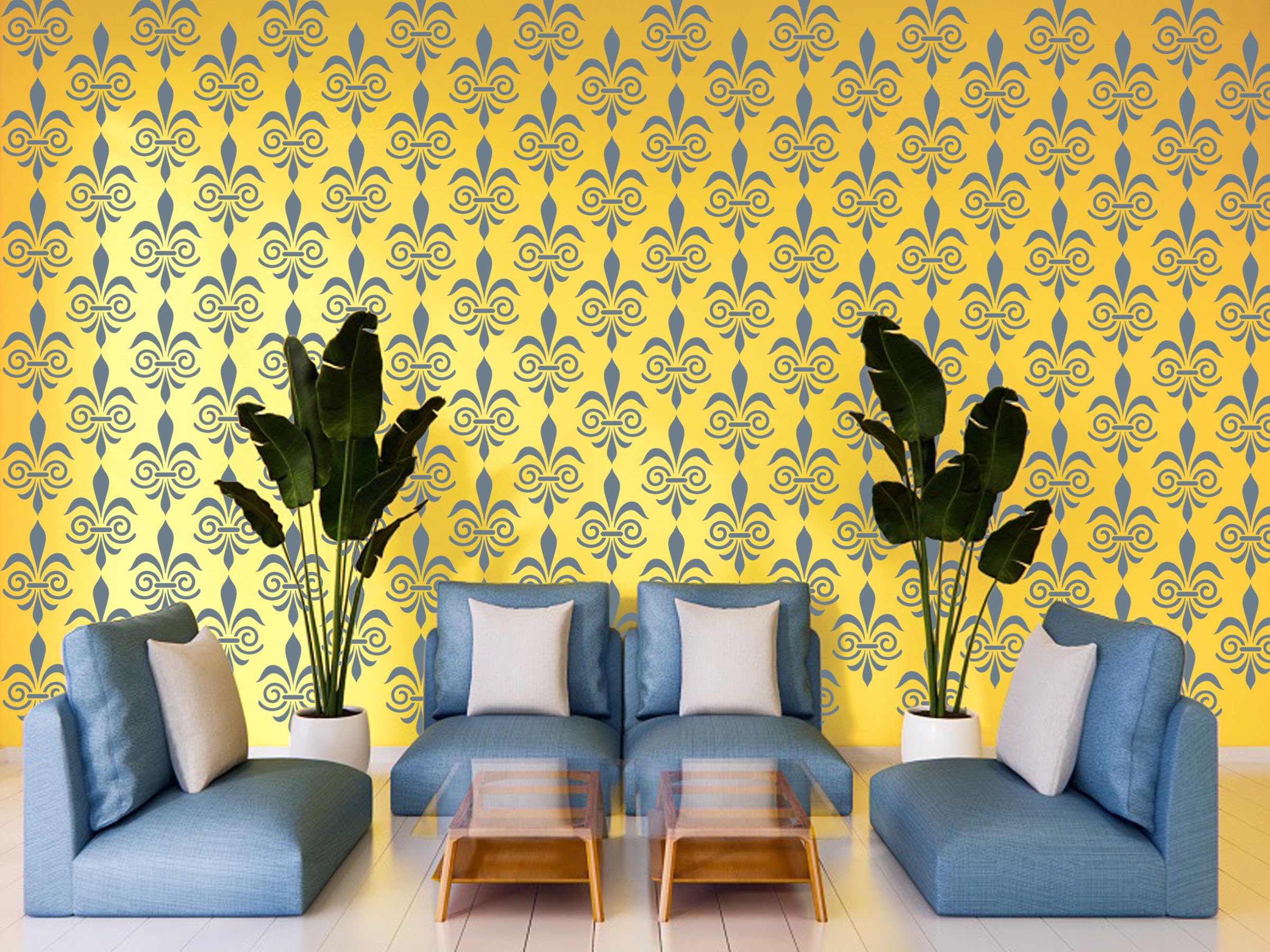 Arhat Stencils Glossy Pvc AsrE798 Beautiful Damask Motiff Wall DCor Stencils (Size:12W X 12L , 10W X 10L Inches)__For Craf