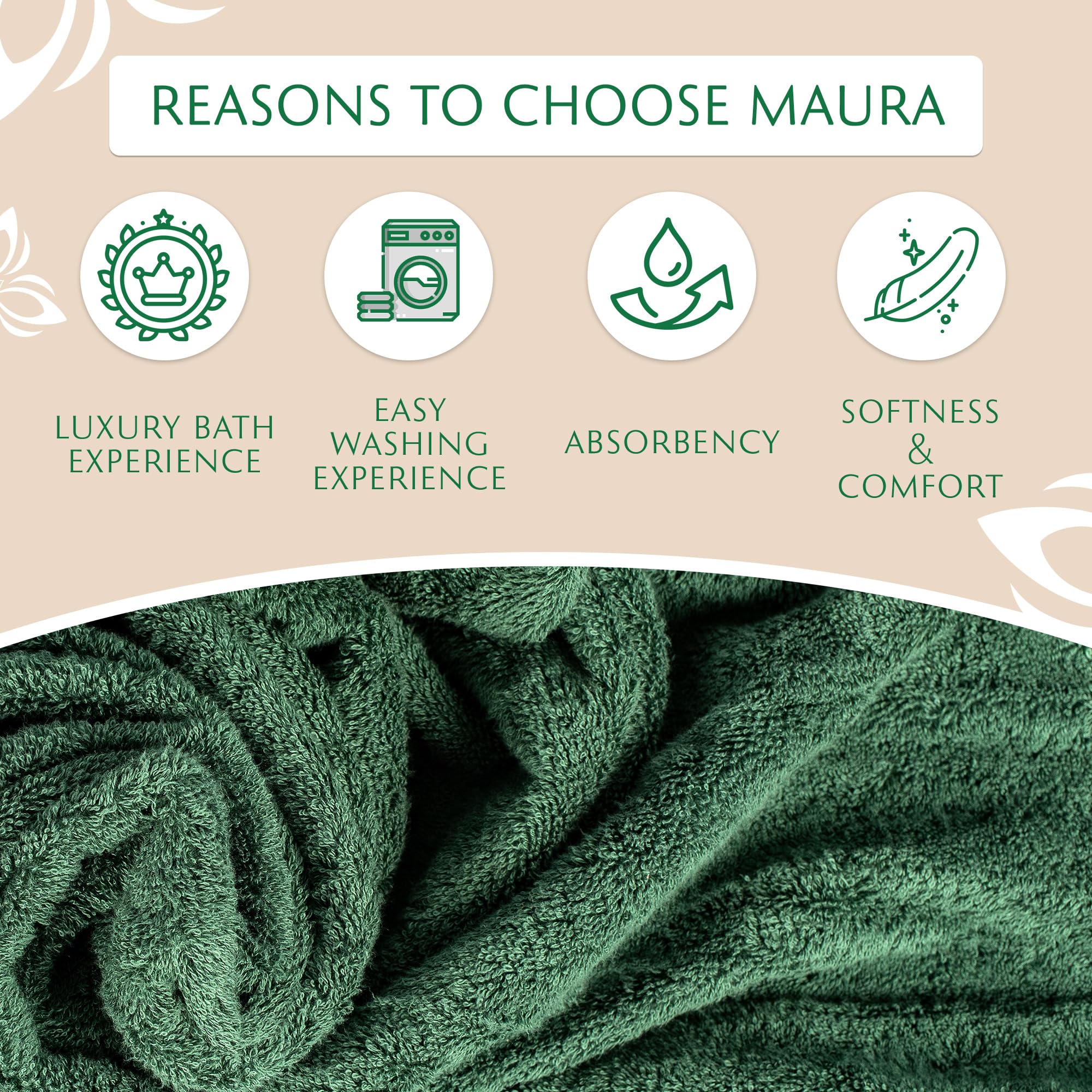 Maura 6-Pack Premium Turkish Washcloth Set - Ultimate Luxury with Soft  Thick  Super Absorbent  and Oversized Cotton Face Towels - Ideal for a Hotel & Spa Quality Experience in Classic Dark Green
