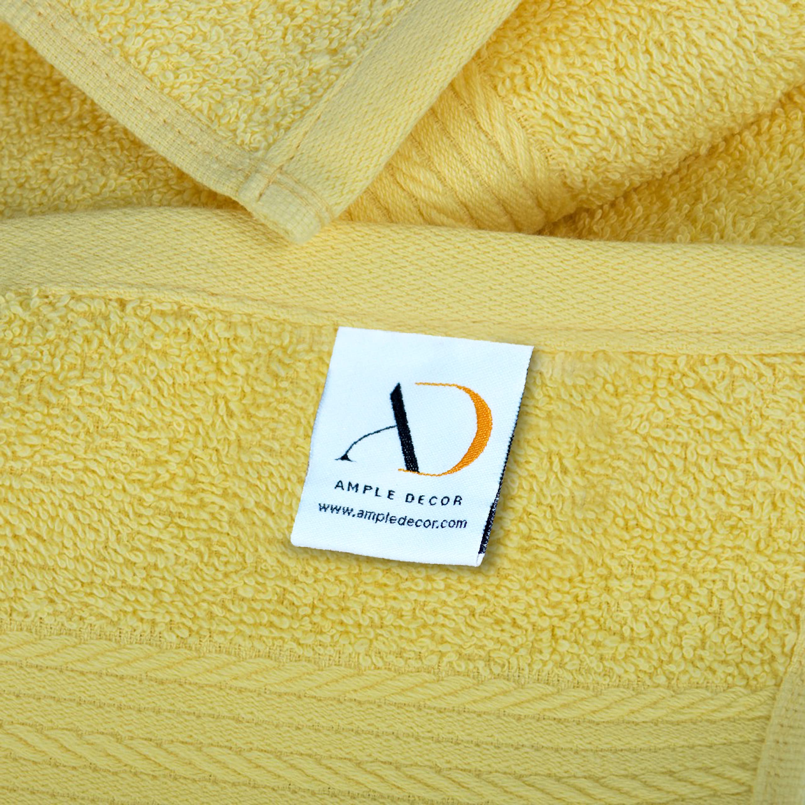 Ample Decor Hand Towels 18 X 28 Inch 600 Gsm 100% Cotton, Premium Soft Absorbent - 4 Pcs Yellow
