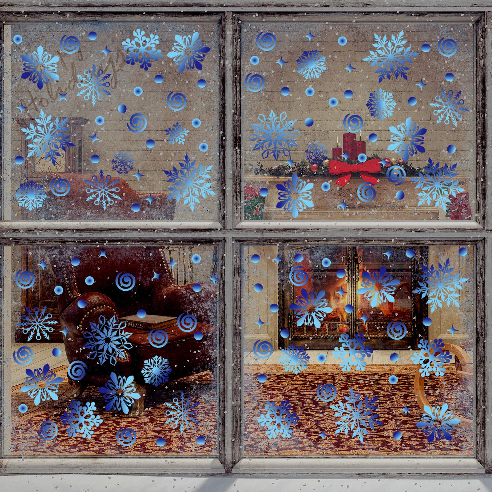 Outus 570 Pieces Snowflake Window Clings Winter Window Clings Christmas Snowflake Decal Stickers Window Clings Decorations for C