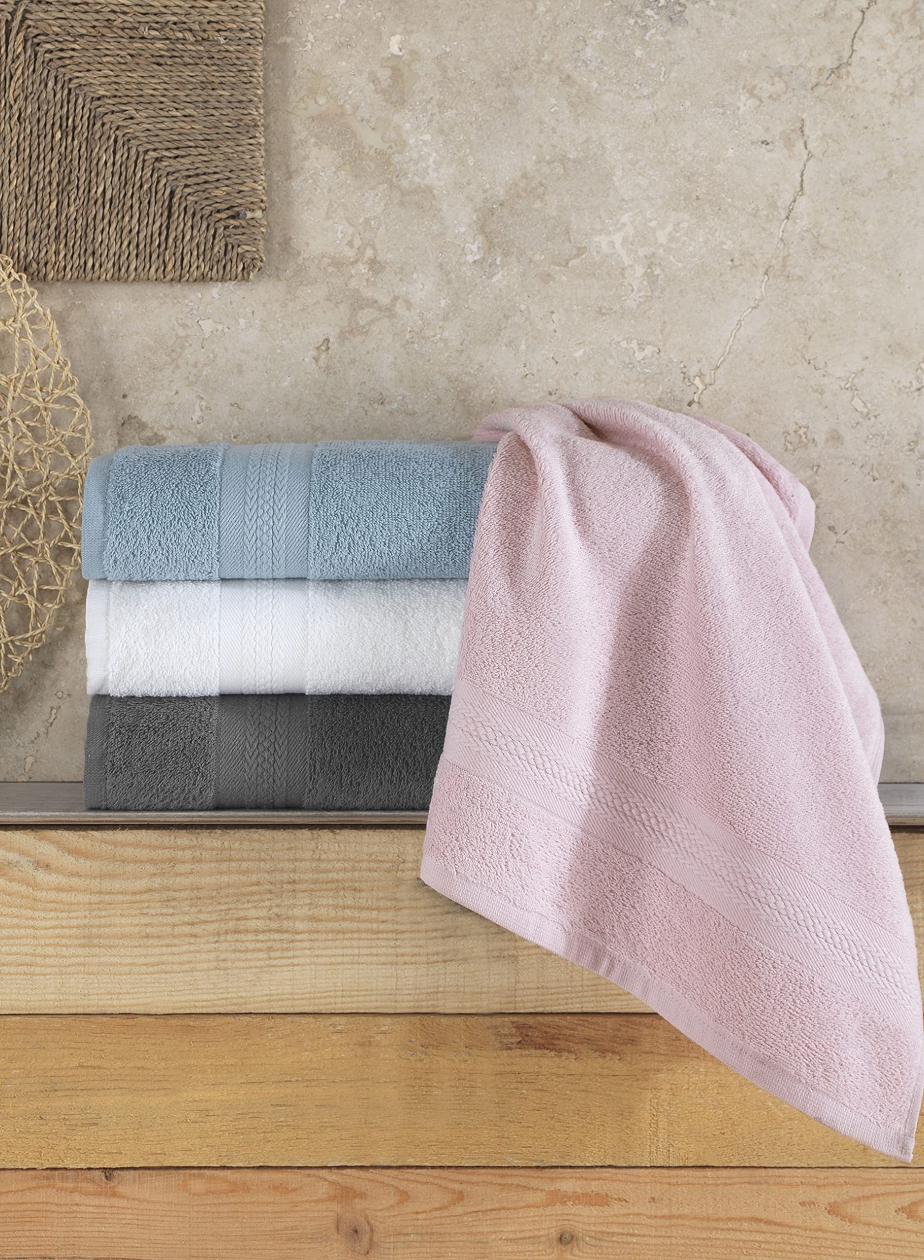 REGAL RUBY Quick-Dry 4 Pieces White Hand Towel -Bath Linen Set - Highly Absorbent 100% Turkish Cotton -Hand Towel for Bathroom Guests Pool Gym Camp Travel College Dorm Shower