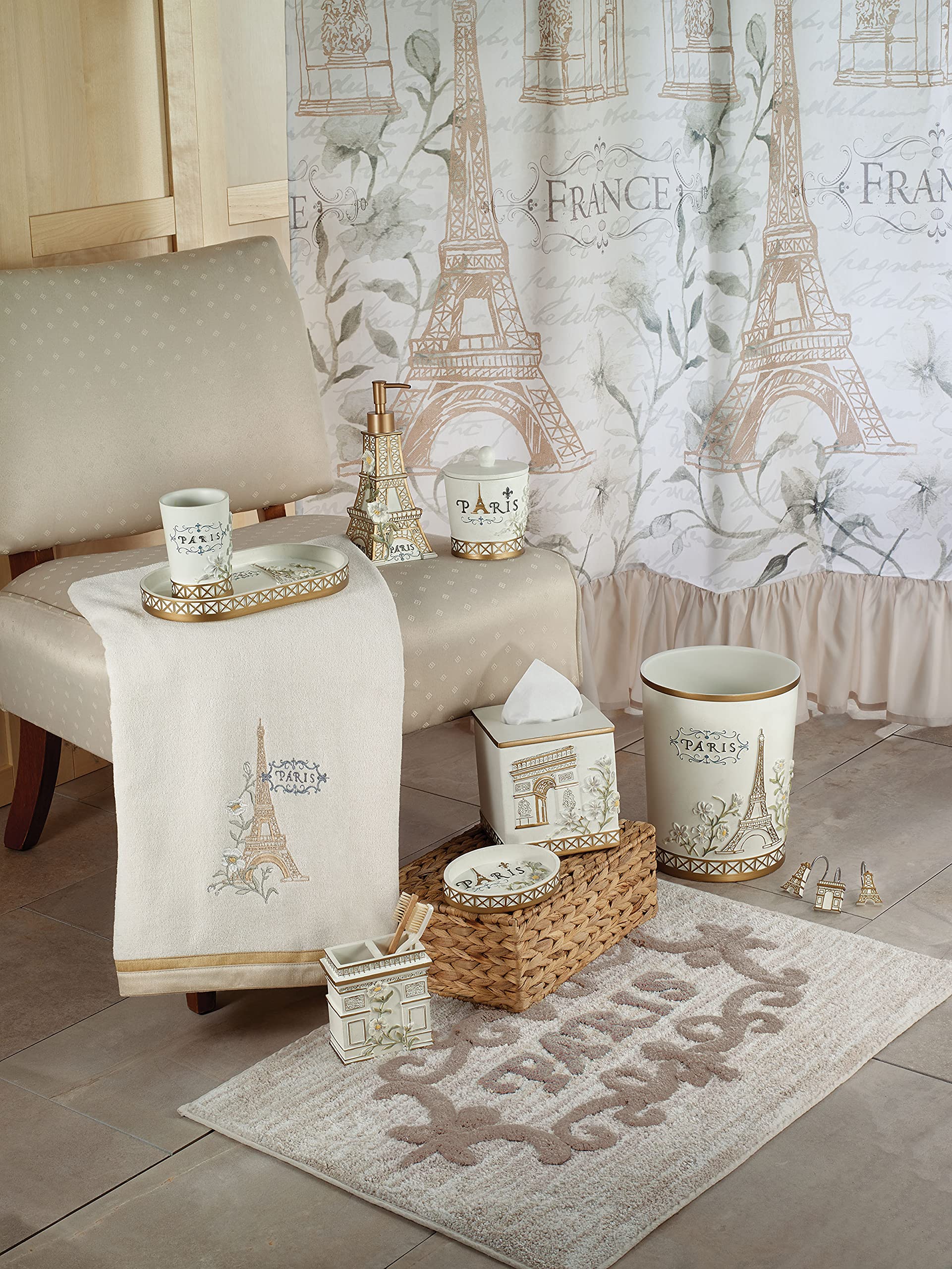 Avanti Linens - Tissue Box Cover, Decorative Tissue Box Cover For Home (Paris Botanique Collection)