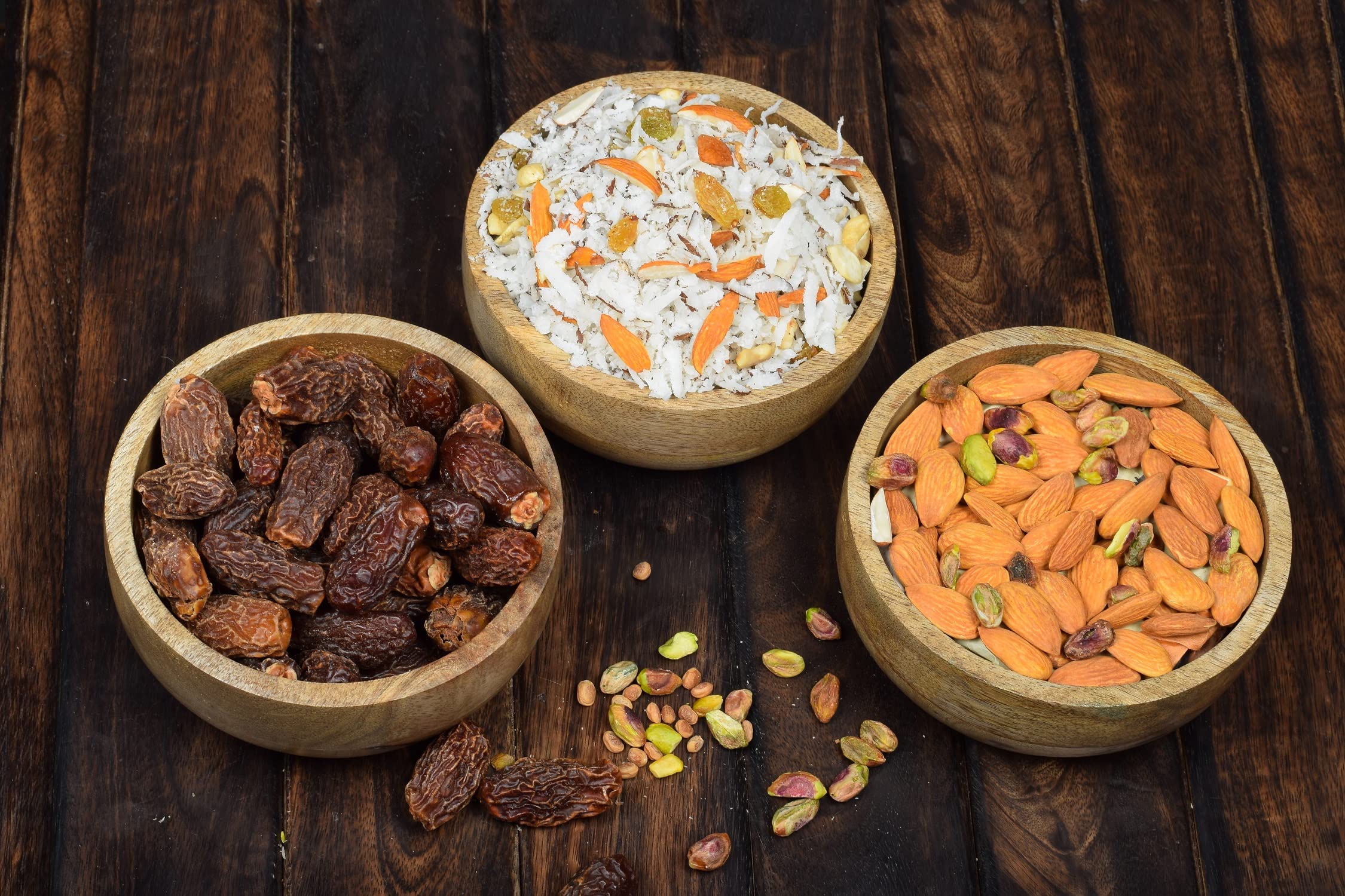 Samhita Mango Wood Round Bowl Perfect For Nuts, Candy, Appetizer, Snacks, Olive And Salsa. Looks Absolutely Beautiful With Your