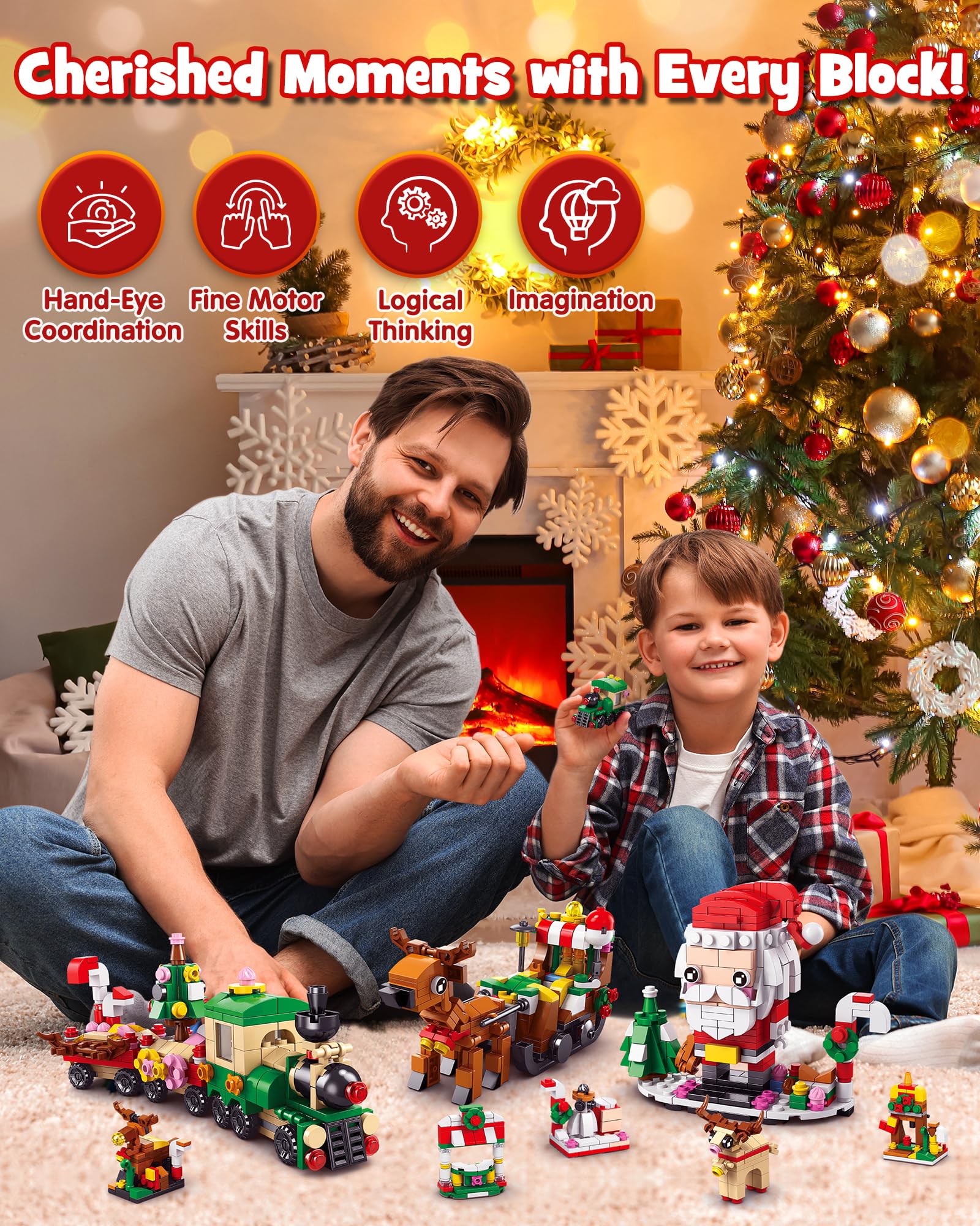 D-FantiX Christmas Advent Calendar 2025 for Kids, 24 In 4 Building Blocks Toy Sets, 24 Days Christmas Countdown Calendar, Xmas G