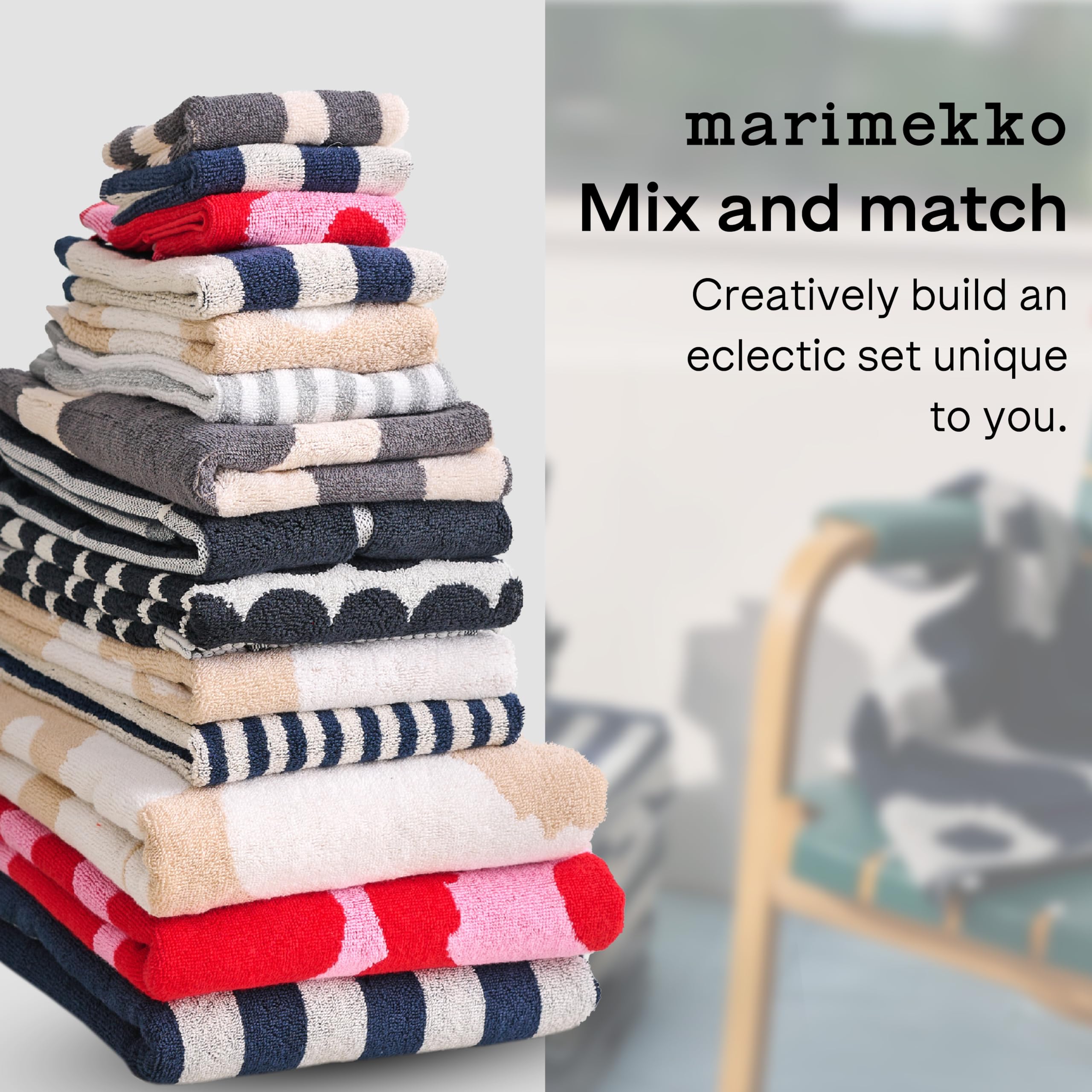 Marimekko Unikko Terry Cotton Guest Towel (Blue) - Floral Patterned Guest Towels - 20 In X 12 In