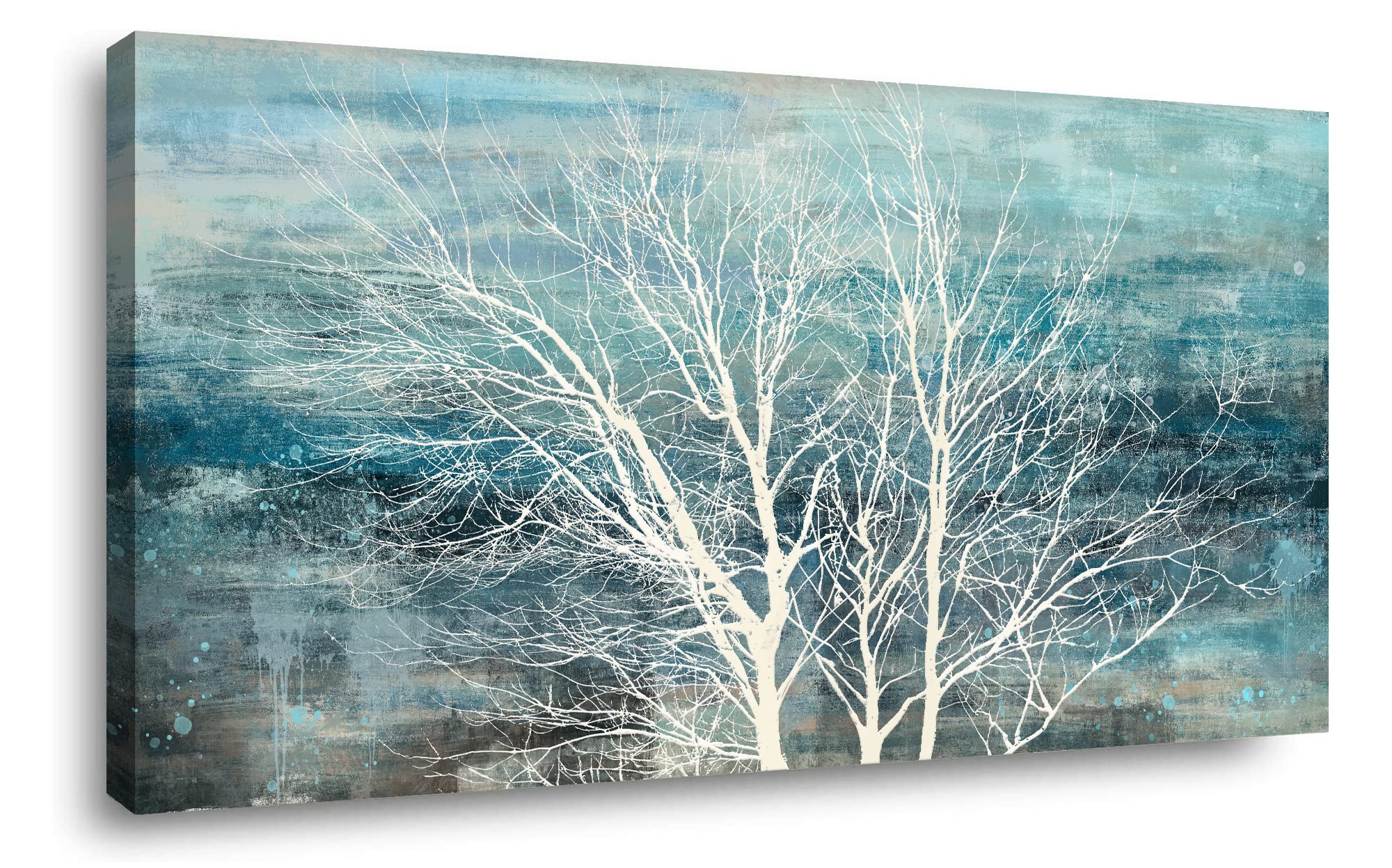 Sxurmtiie Abstract Wall Art Landscape Bedroom Wall Decor Three Of Life Artwork Picture Modern Nature Teal Artwork Prints Paintin