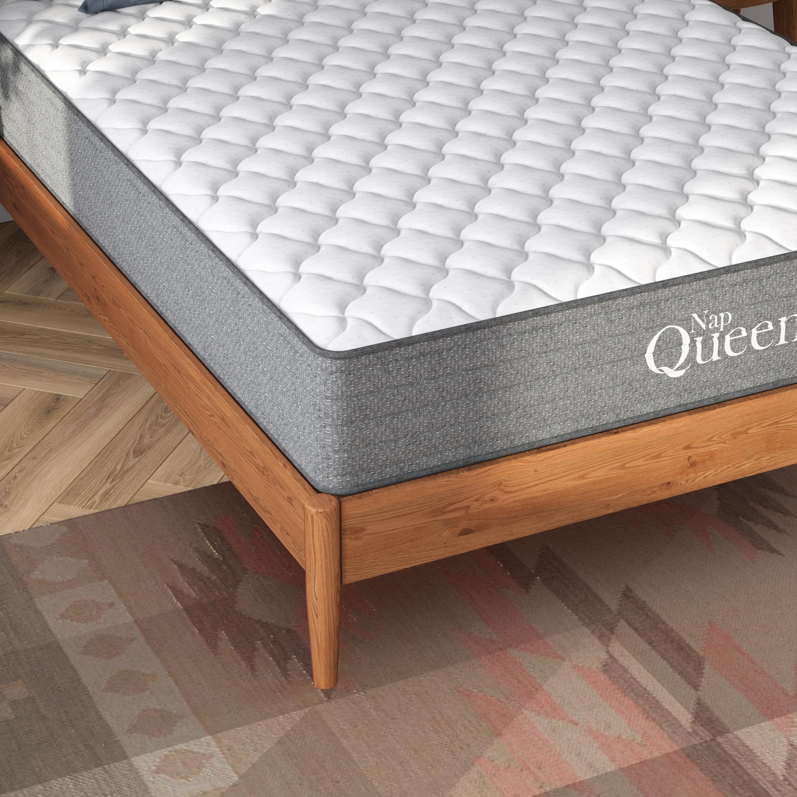 Napqueen 10 Inch Queen, Valeria Hybrid Cooling Gel Memory Foam & Pocket Coil Spring Mattress, Certipur-Us Certified, Fiberglass-
