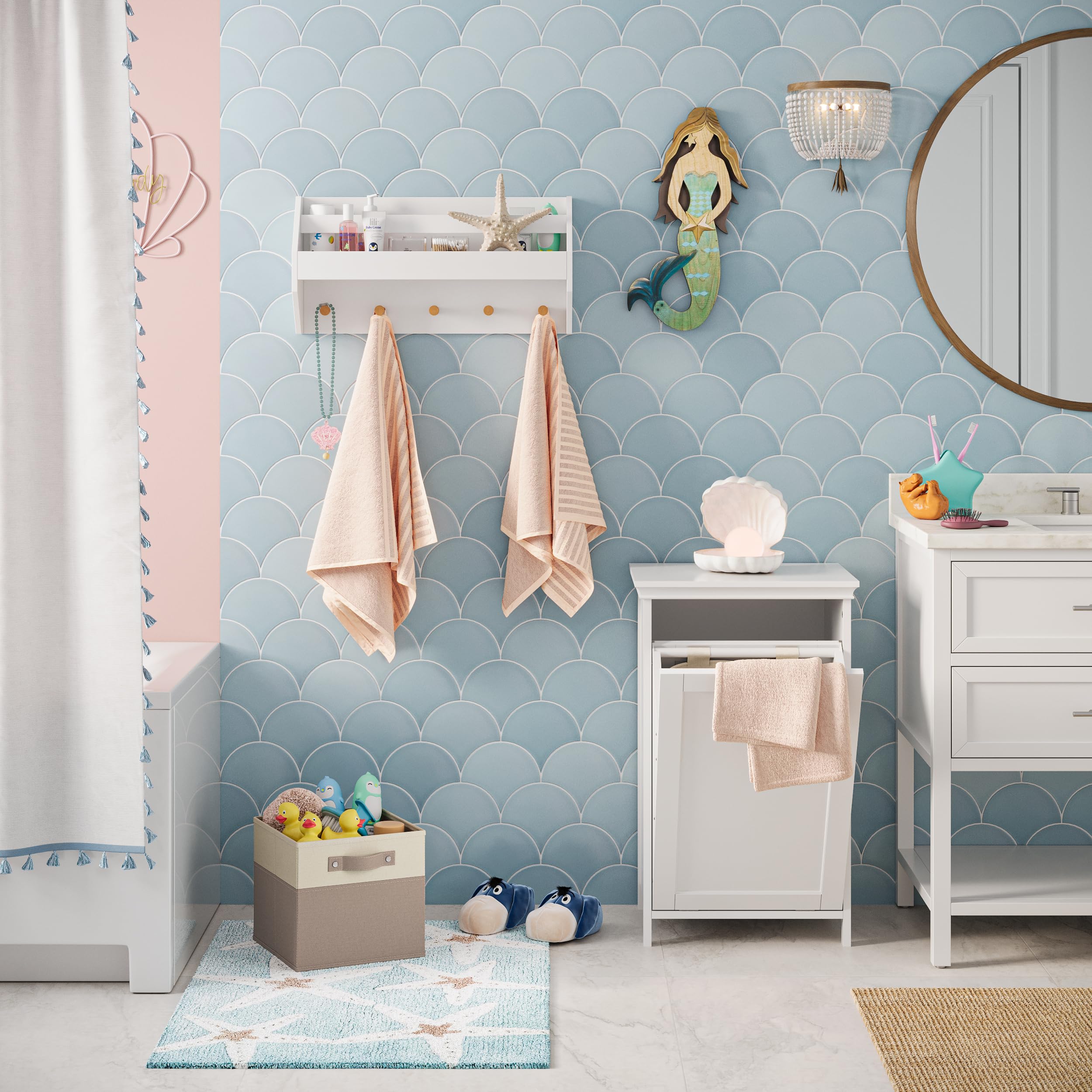 Riverridge Kids 2Pc 10.5In Two-Tone Folding Storage Bin Set - Taupe