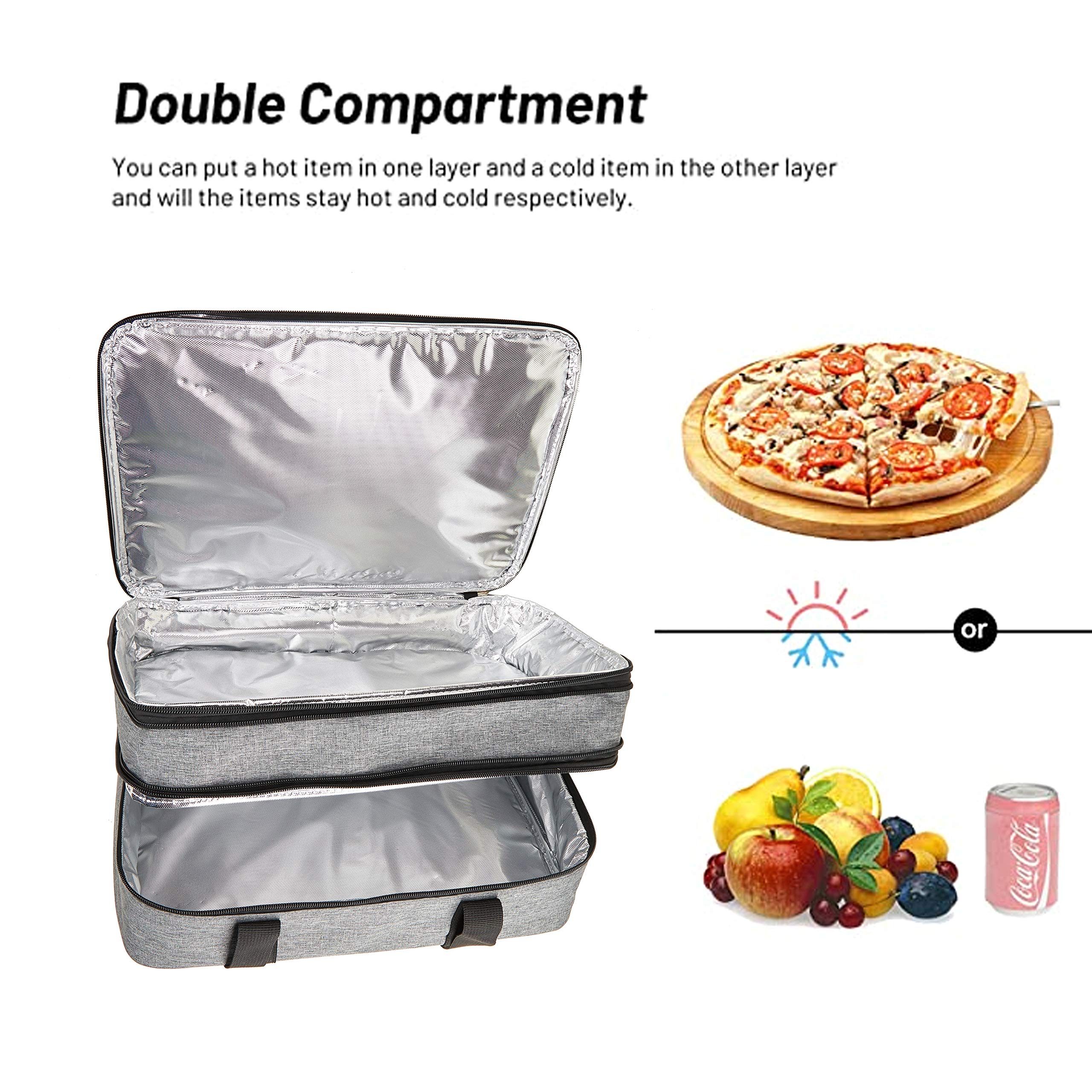 Fatolxx Insulated Casserole Dish Carrier Bag - Food Carriers For Hot Or Cold Travel Potluck Parties,Picnic,Cookouts,Beach (Grey)