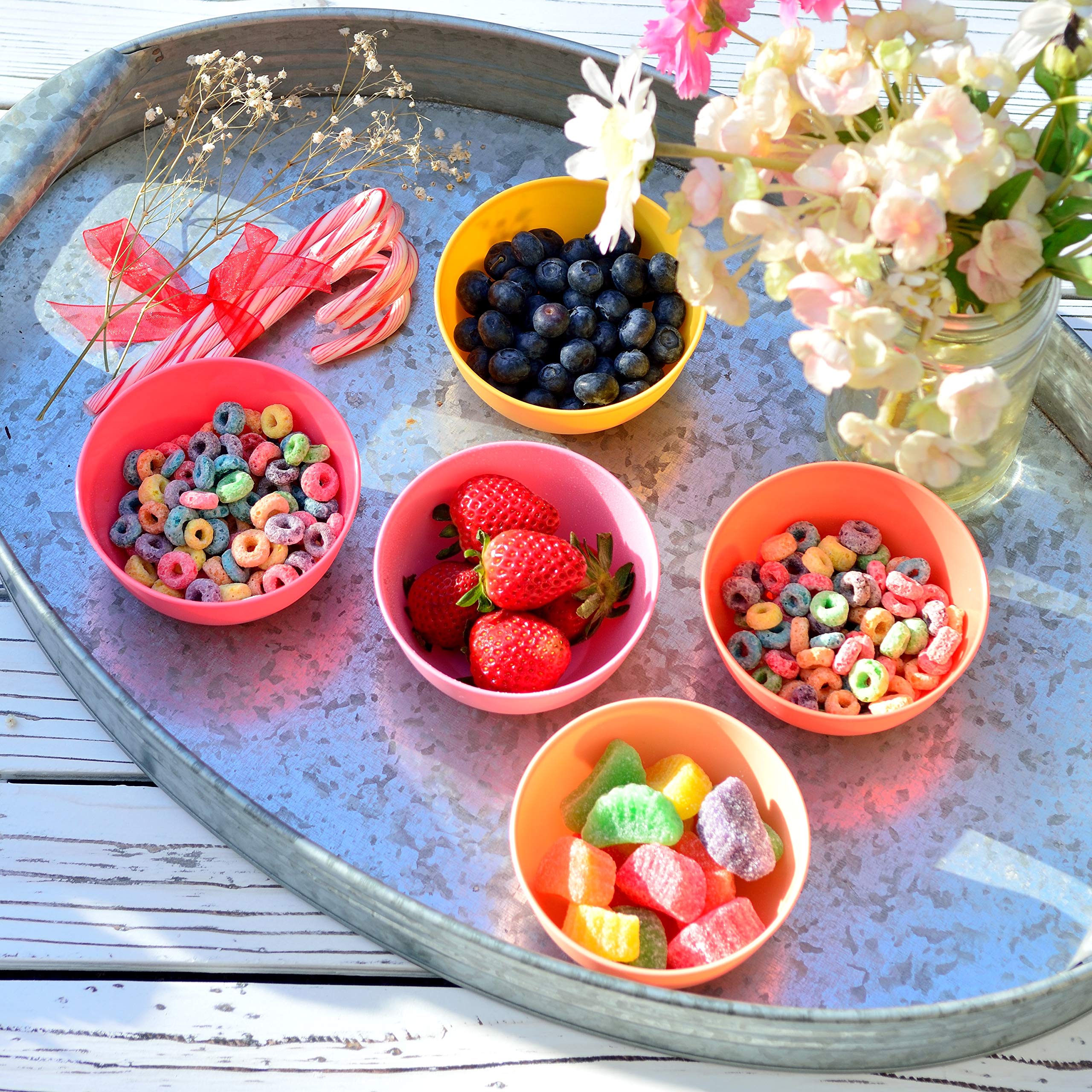 Youngever 9 Pack 10 Ounce Plastic Bowls  Kids Plastic Bowls  Set of 9 (9 Peach Colors)